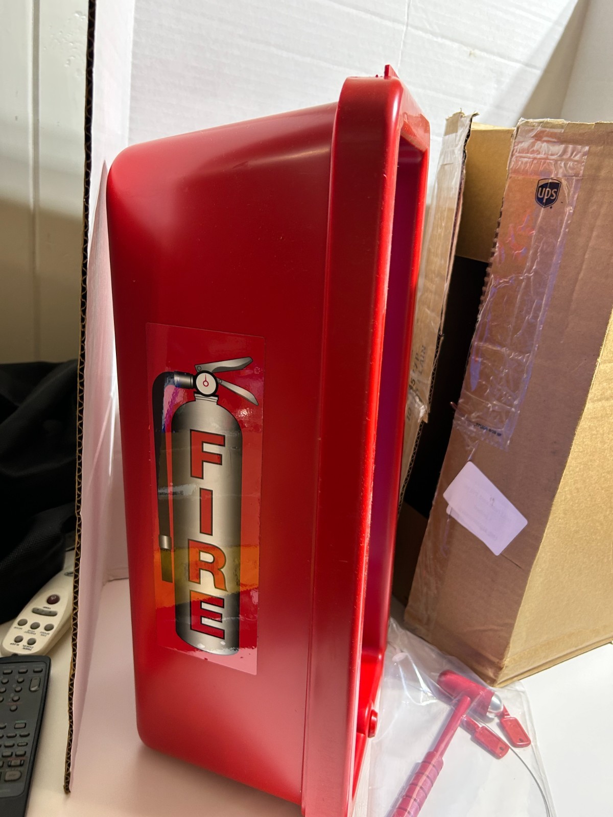 Cato 10551-H Red Plastic Chief Fire Extinguisher Cabinet for 2.5 + 5 lb + Hammer