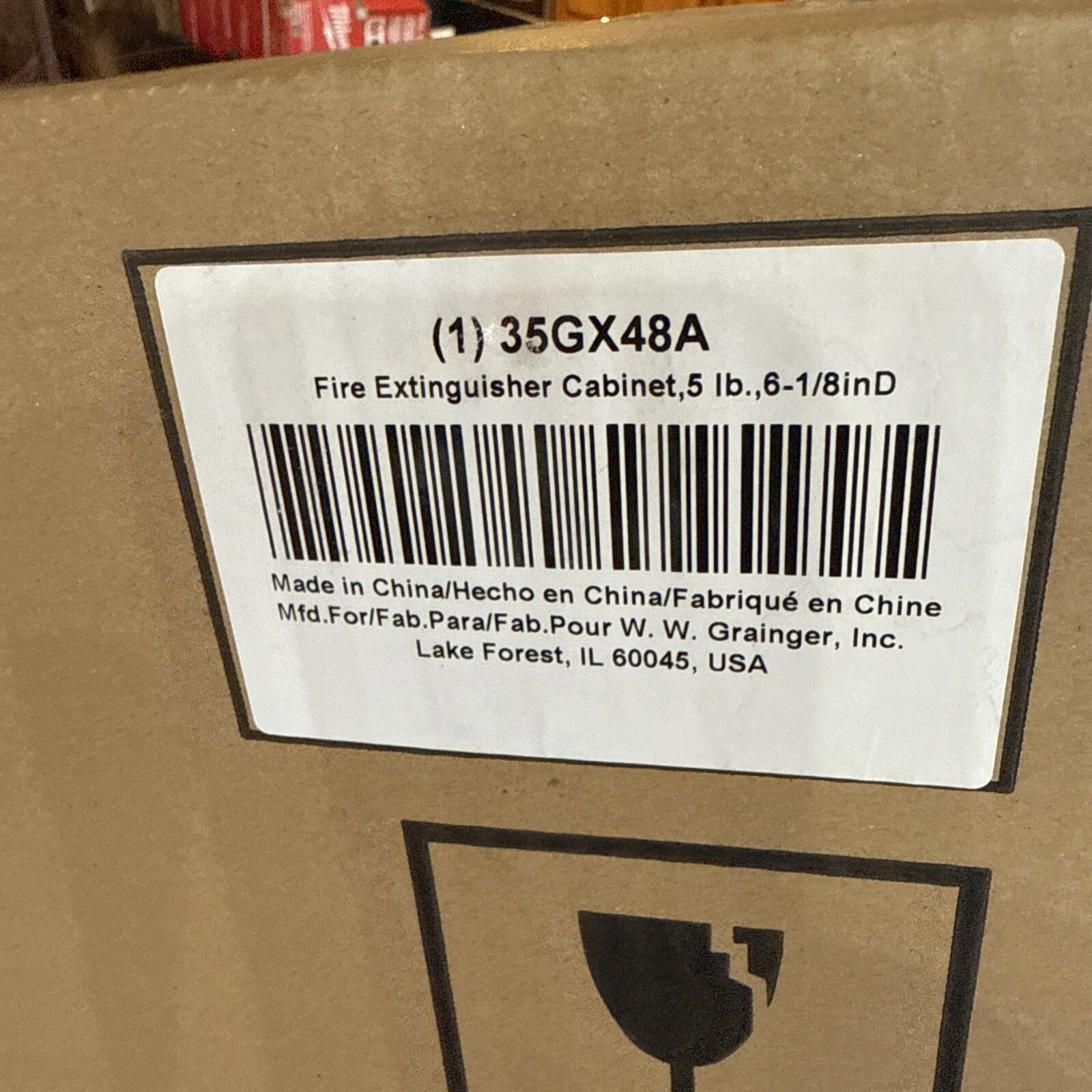 PPROVED VENDOR Fire Extinguisher Cabinet: For 5 lb Tank Wt, Cabinet, 35GX48