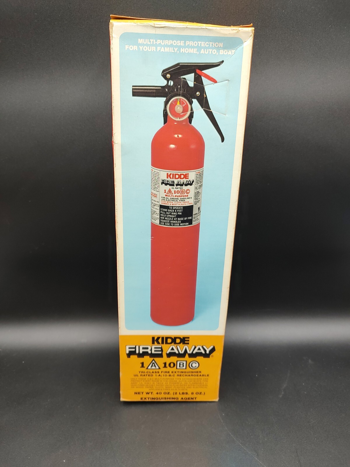 SEALED – VINTAGE KIDDE FIRE AWAY 897202 MULTI-PURPOSE FIRE EXTINGUISHER 1A10BC