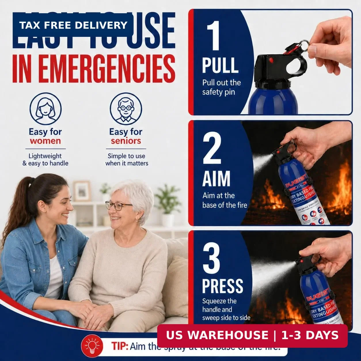 ABC Fire Extinguisher for Home & Vehicle – Portable Dry Chemical Fire Extinguish