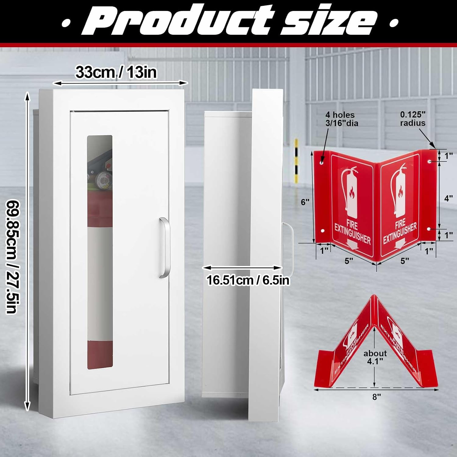 Semi-Recessed Fire Extinguisher Cabinet with Acrylic Sign Steel Fire Extinguishe