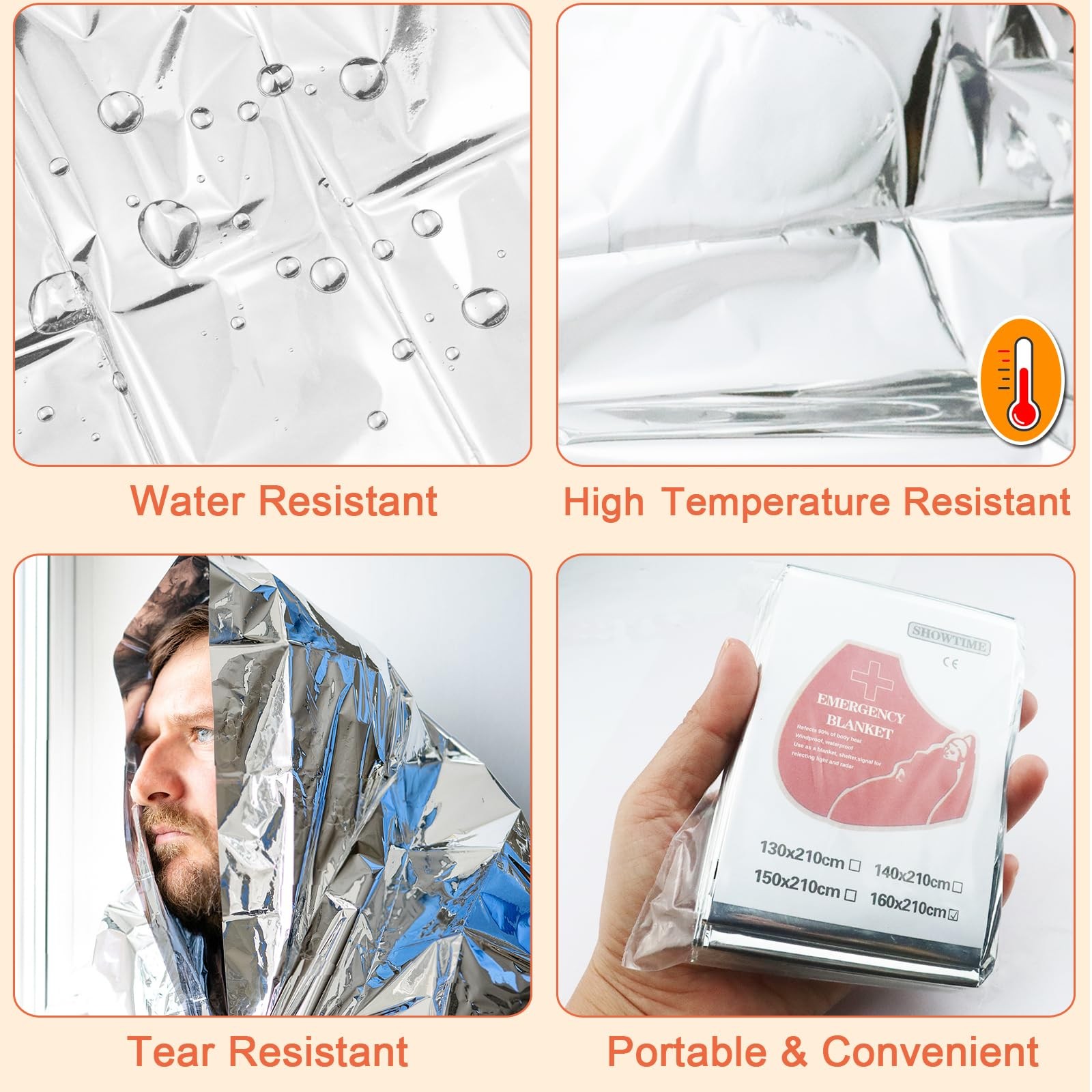 10 Pack Emergency Mylar Thermal Blankets – 84″x52″ Durable Space Blankets for…