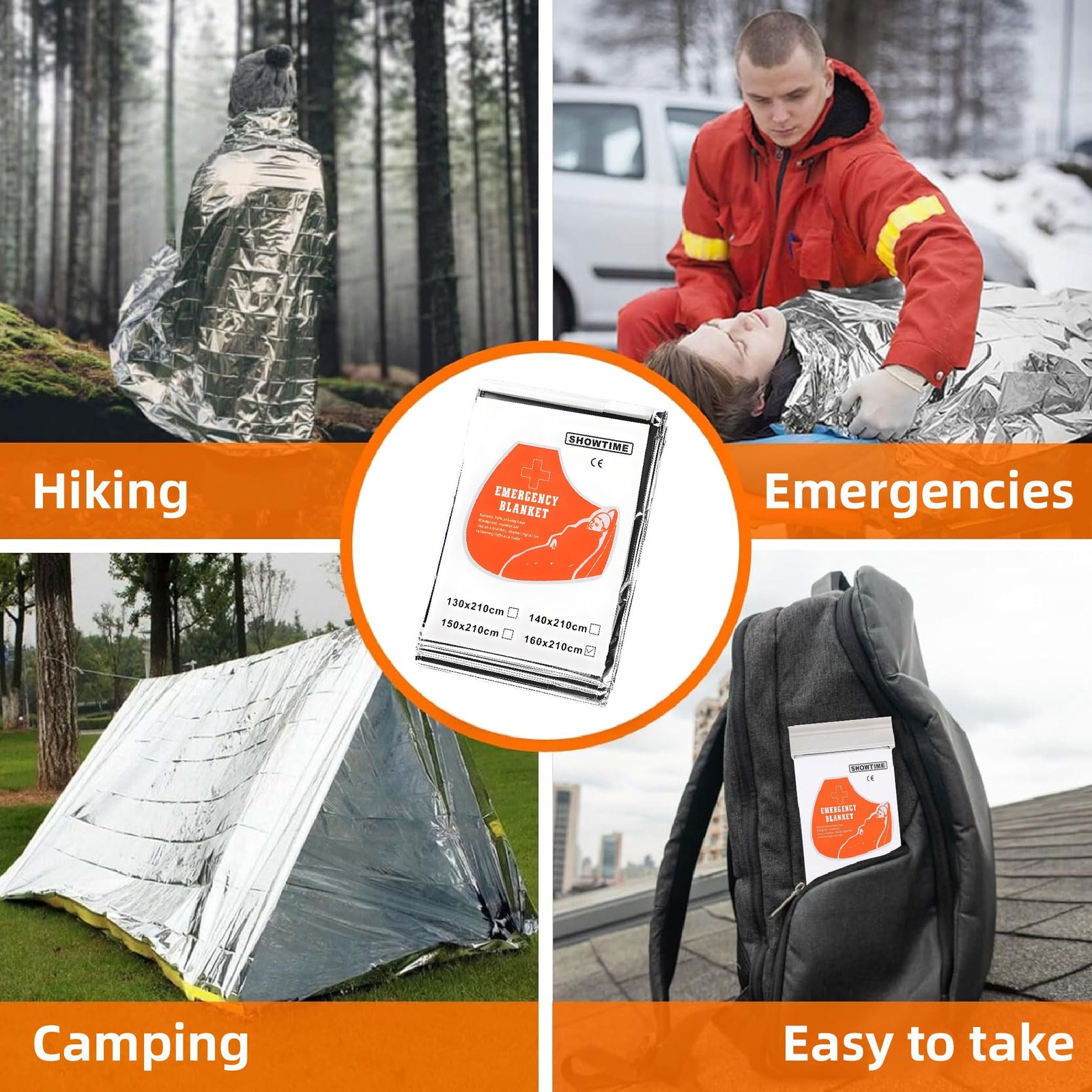 6 Pack Emergency Thermal Blankets for Survival, 82.67”x62.99” Extra Large Myl…