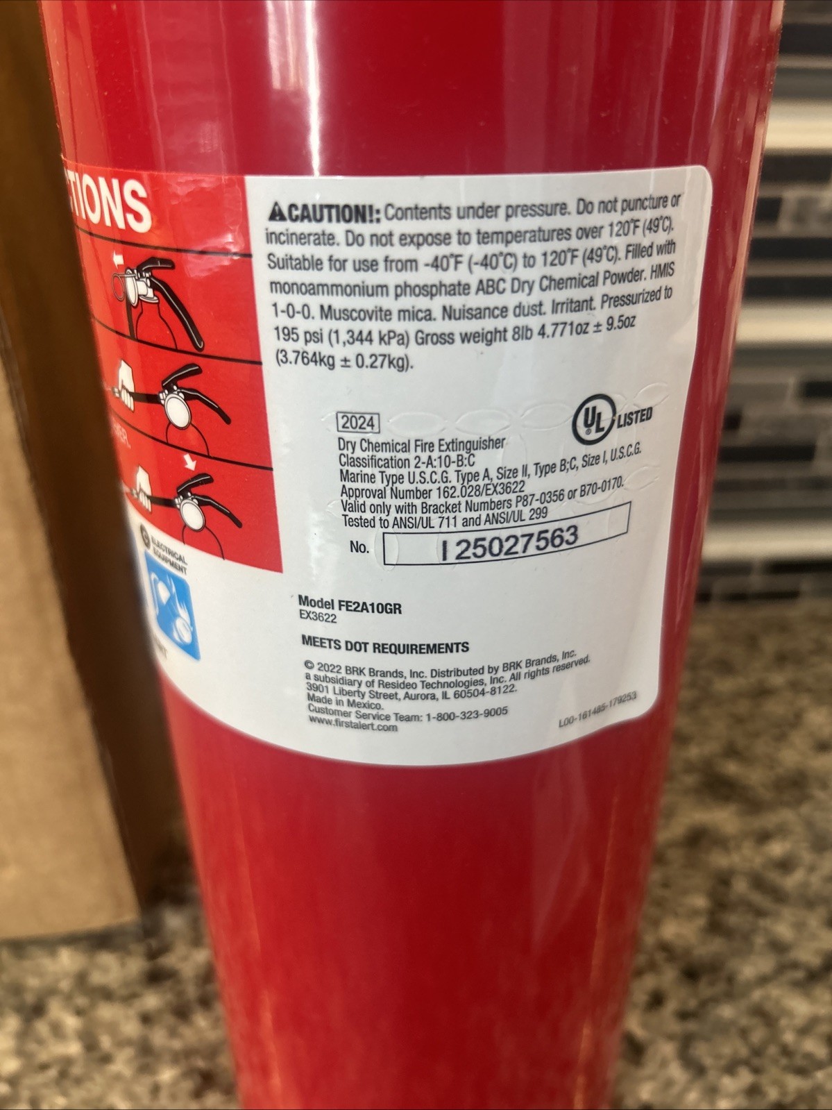 FIRST ALERT FIRE EXTINGUISHER MODEL FE2A10GR NEW UNUSED, 2025