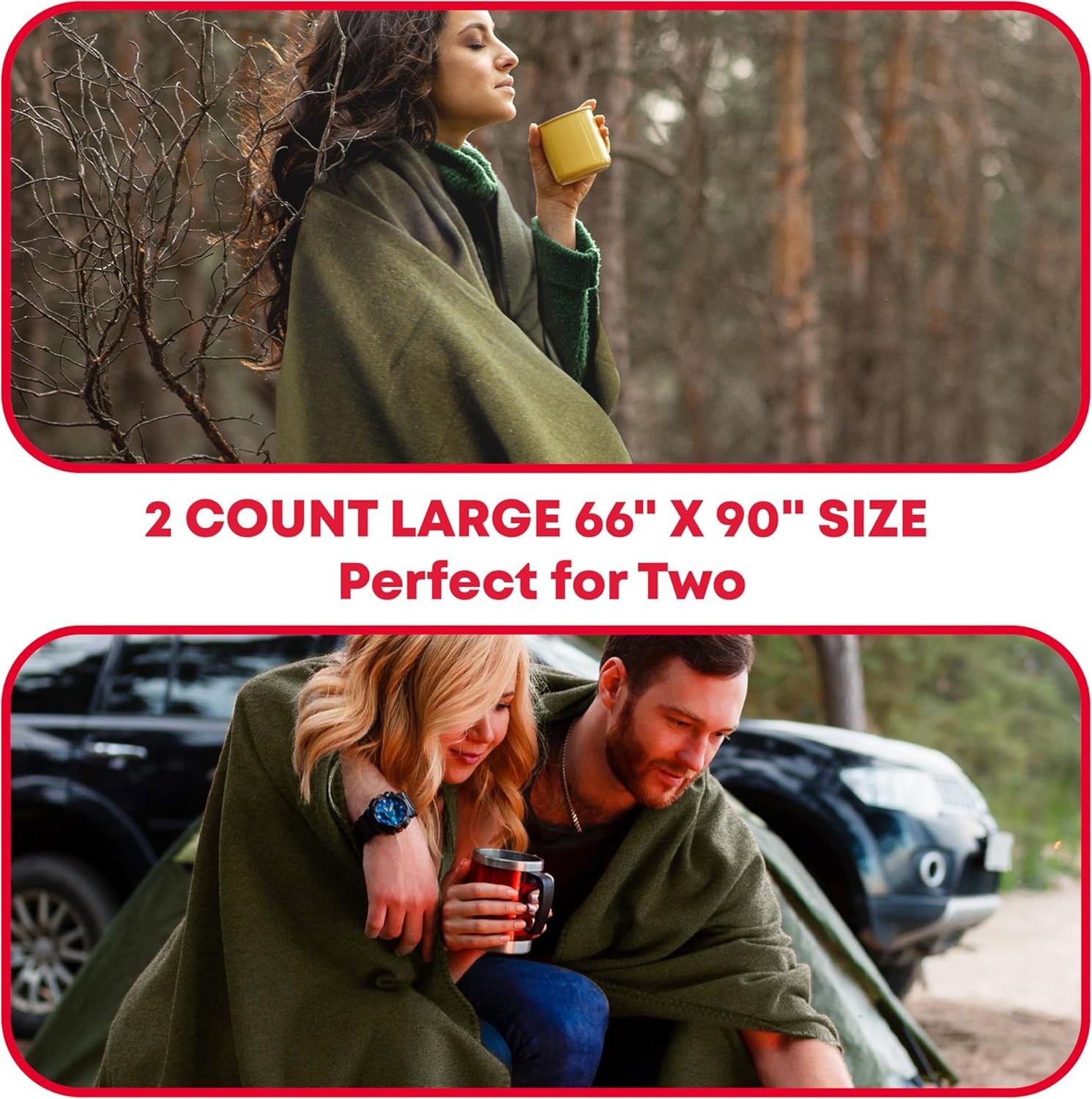 Military-Style Warm Olive Green Blanket 66″ x 90″ – Ideal for Camping & Travel