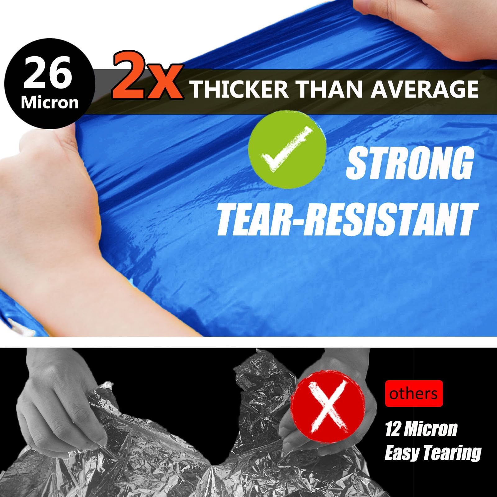 Emergency Blanket 2-Pack/4-Pack, Extra-Thick Space Blankets with Whistles &