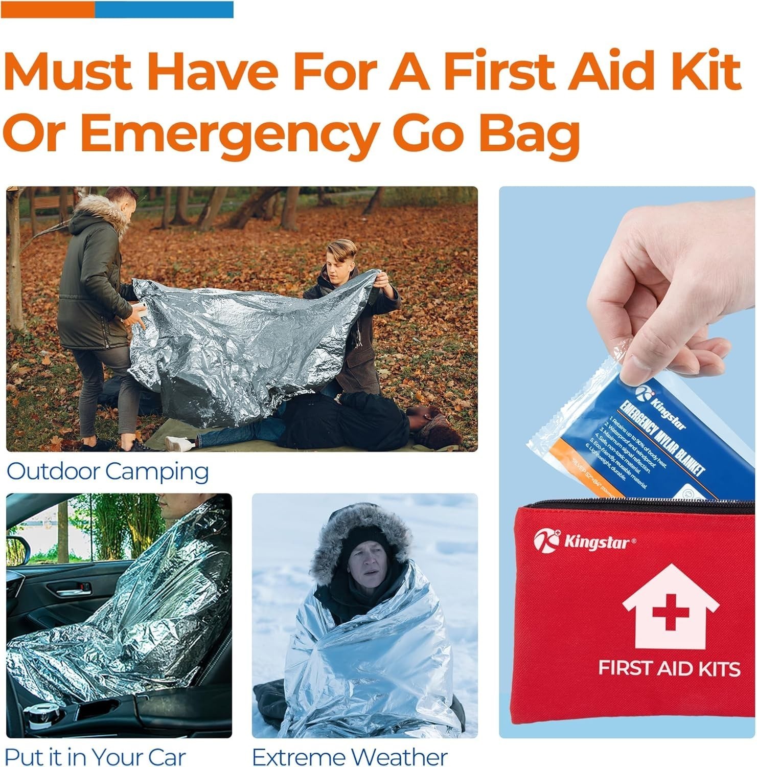 Emergency Blankets 120 Packs 84″ L x 52″ W Survival Gear Family & Homeless