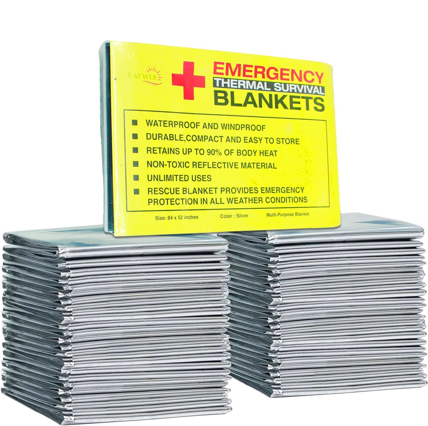 Rawyer Emergency Thermal Survival Blankets (4 Pack), Mylar Blankets for Outdo…
