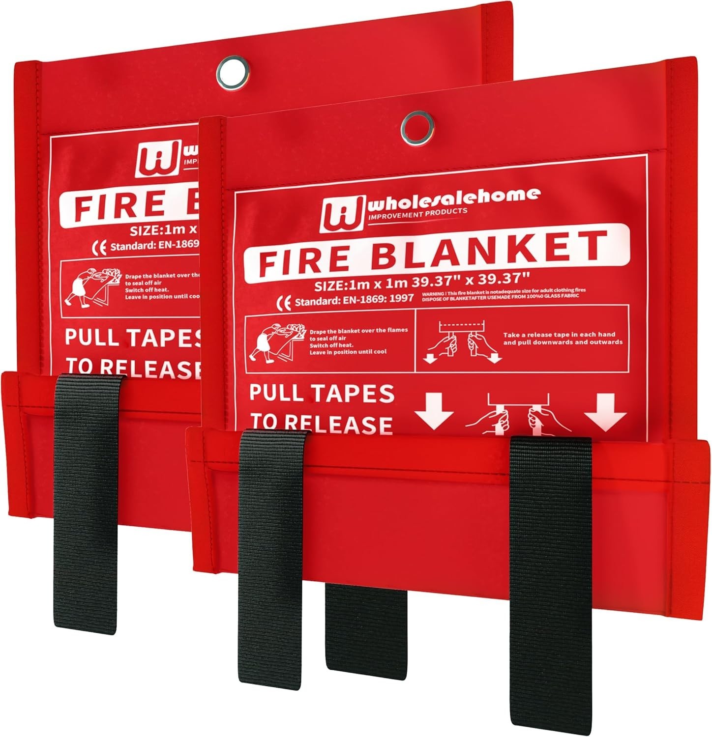 2 PACKFire Extinguisher Blanket-Heavy Duty Portable Fiberglass Emergency Blanket