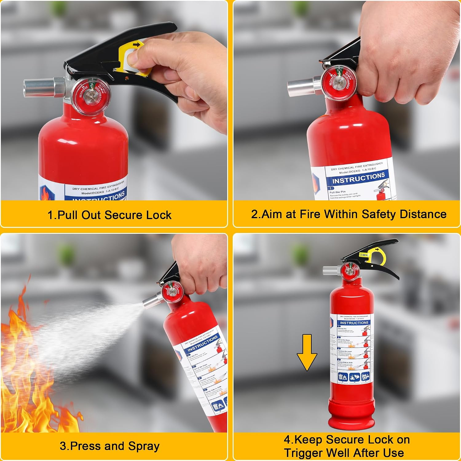 6 Pack ABC Dry Chemical Fire Extinguishers with Mount, 2.5 Lb 1A:10B:C Rating fo
