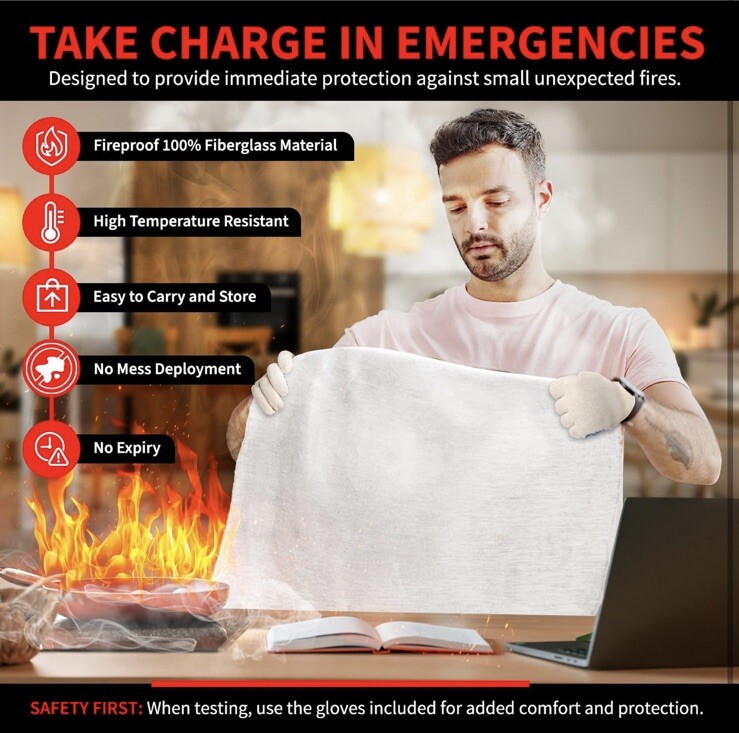 2 PACK PROTECT LIFE FIRE BLANKET, FIRE SUPPRESSION BLANKET FOR HOME FIRE RETARD
