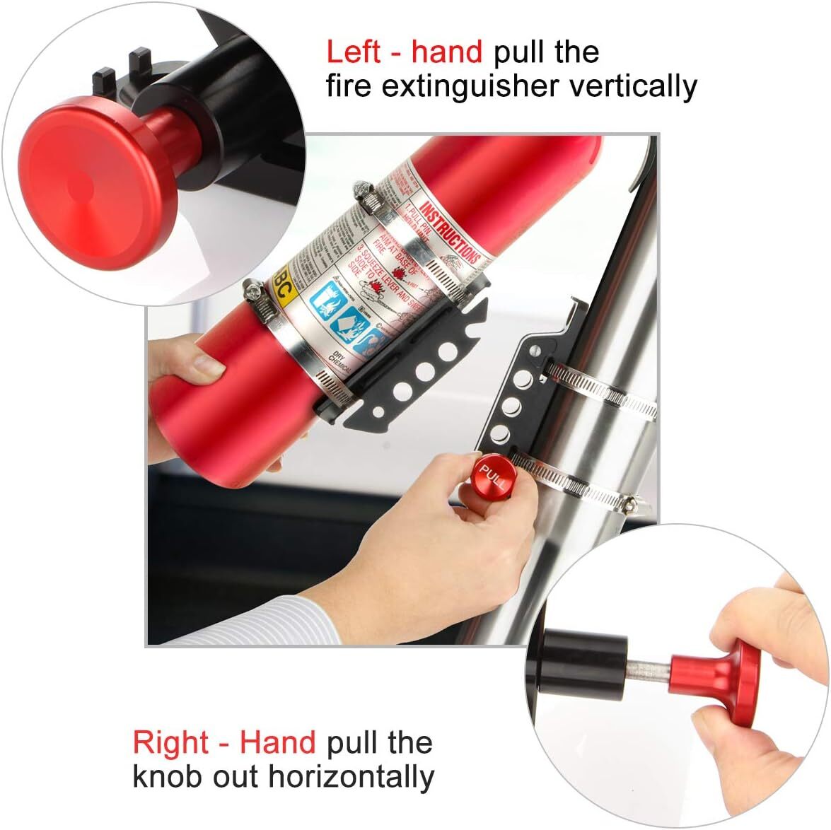 Fire Extinguisher Mount Holder Quick Release Roll Bar with 4 Fixing Clips New US