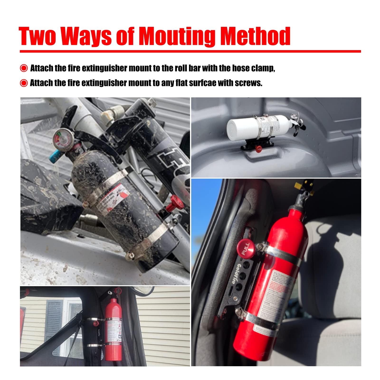 Universal Vehicle Adjustable Quick Release Roll Bar Fire Extinguisher Mount H…