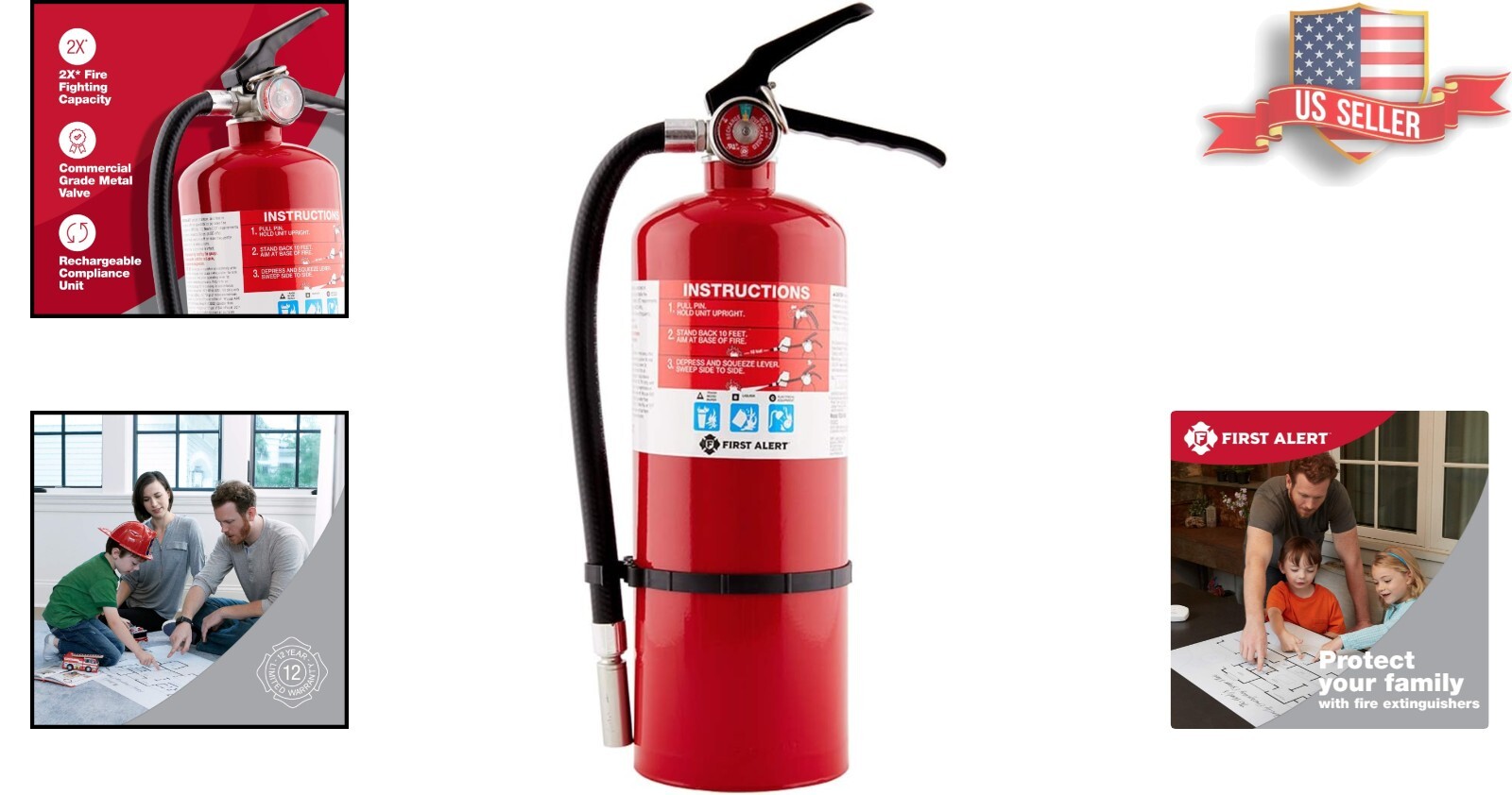 Rechargeable UL Rated 2-A:10-B:C Home2Pro Fire Extinguisher – Compact & Reliable