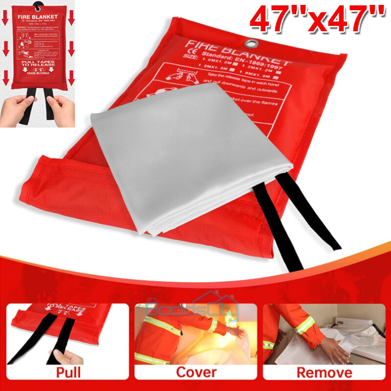 Home Fire Safety Blanket, 1-Pack, Fiberglass, Flame Retardant, 47” X 47” USA