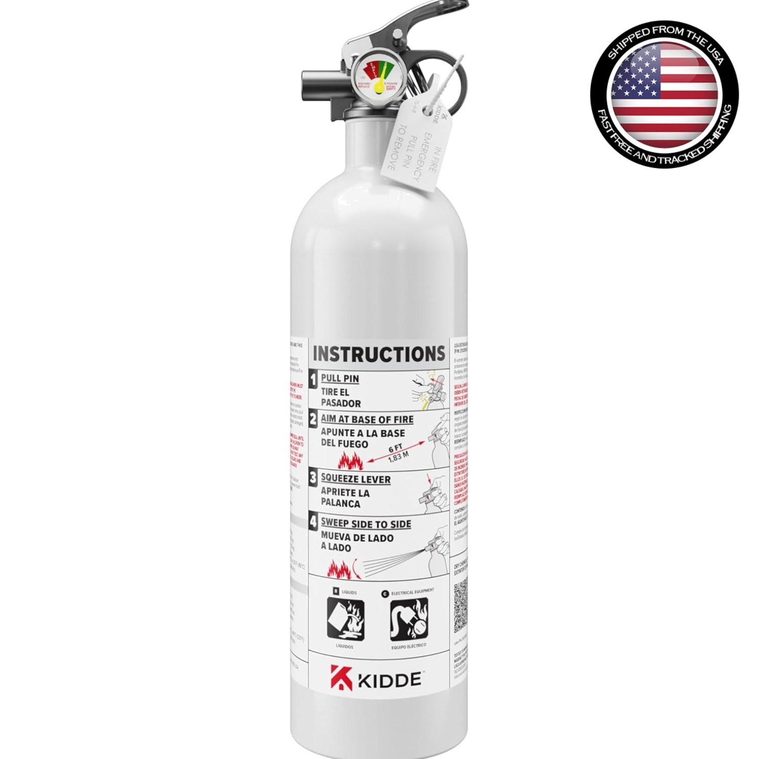 Kidde Fire Extinguisher for Boats, Single-Use 5BC, 12X More Corrosion Resistance