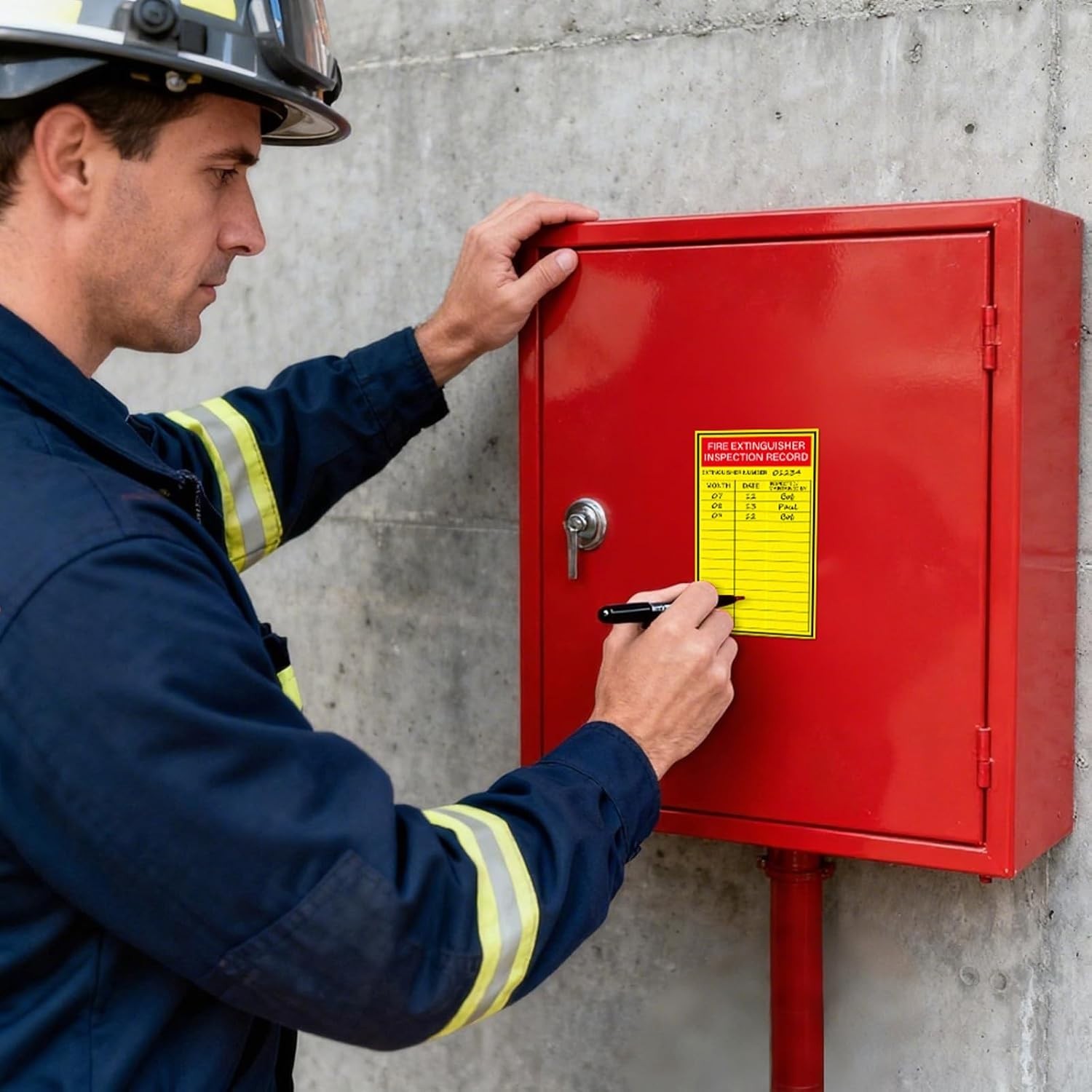 Fire Extinguisher Inspection Labels, 200 Pc, 5″ x 3″, Red Yellow, Matte