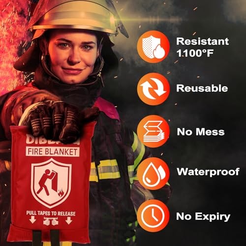 Fire Blanket for Home and Kitchen, Fire Blankets Emergency 40″x40″-2 Pack Red