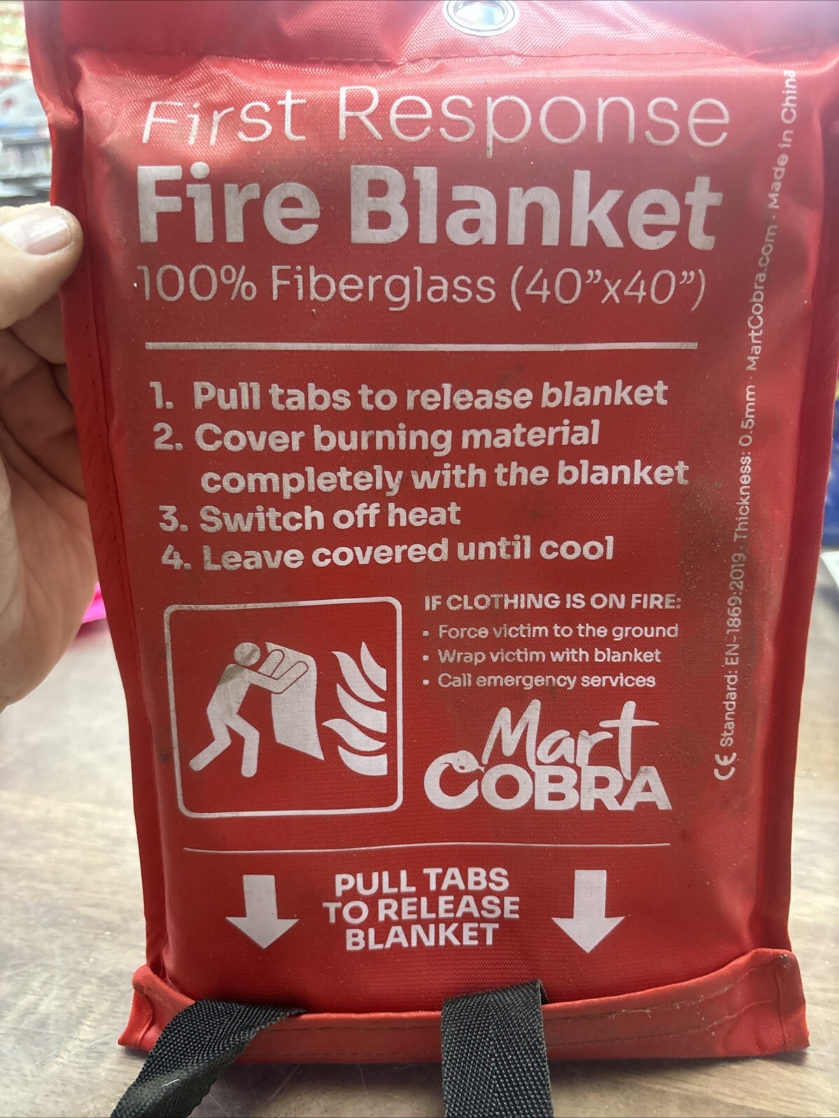 New First Response Fire Protection Blanket,40”X40” Unused Mart Cobra (B-15)