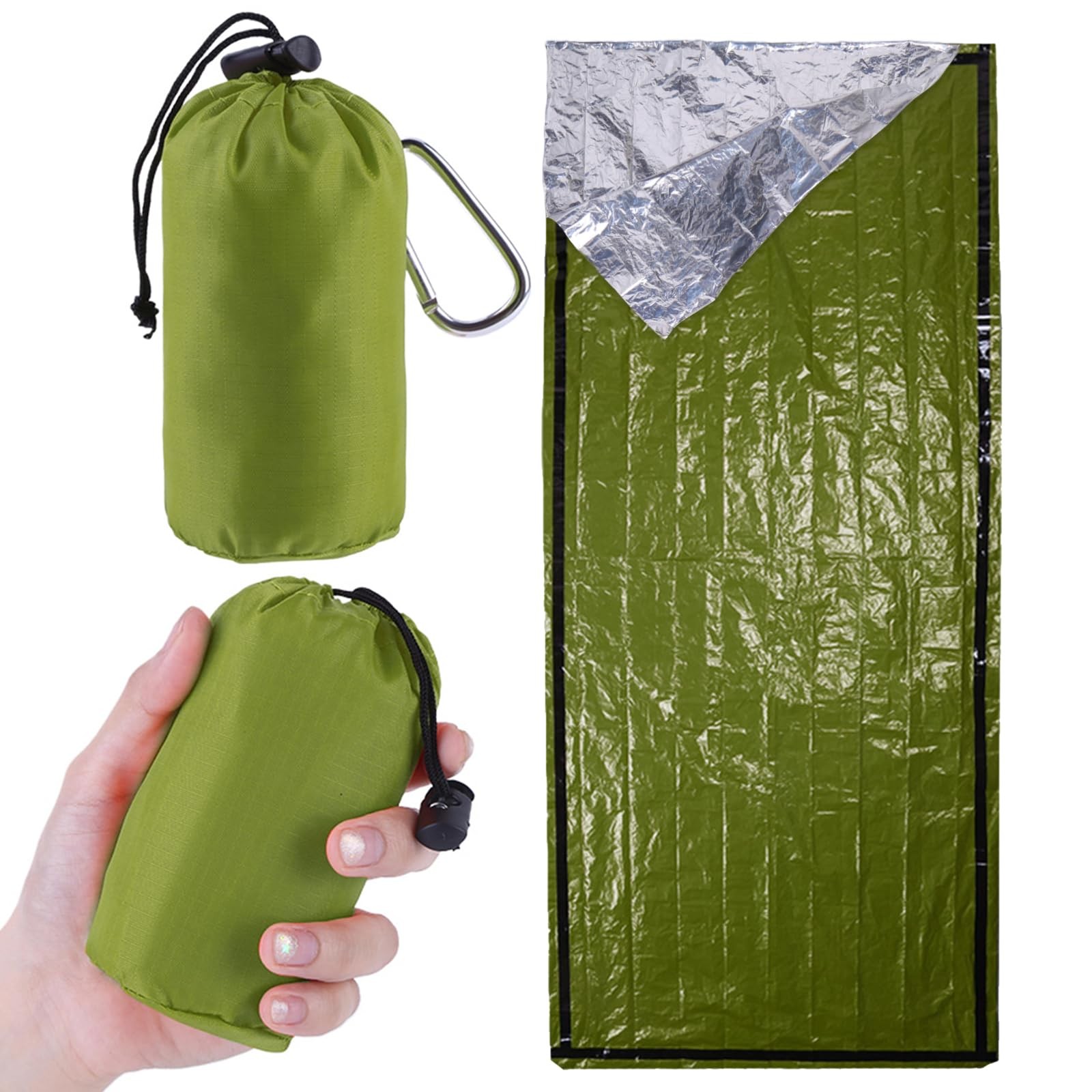 Emergency Sleeping Bag 2 Pack Portable Emergency Blanket for Survival Gear, T…