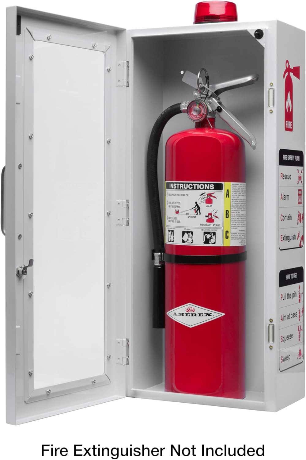Fire Extinguisher Cabinet with Alarm & Lock – Fits 5 Lb Extinguishers