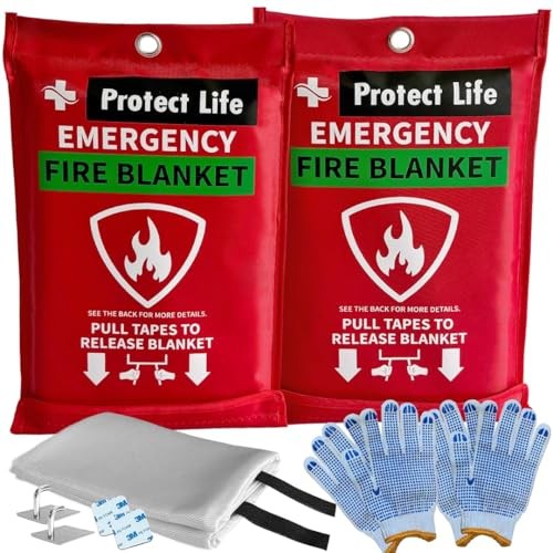 2 Pack Fire Blanket 40″x40″ Fiberglass Emergency Home Safety