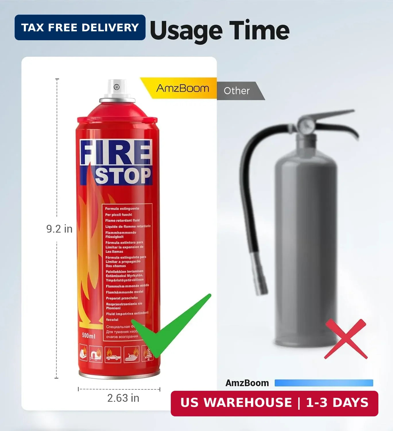AmzBoom Fire Extinguisher 2-Pack with Mounting Bracket for Home, Kitchen, Car, G
