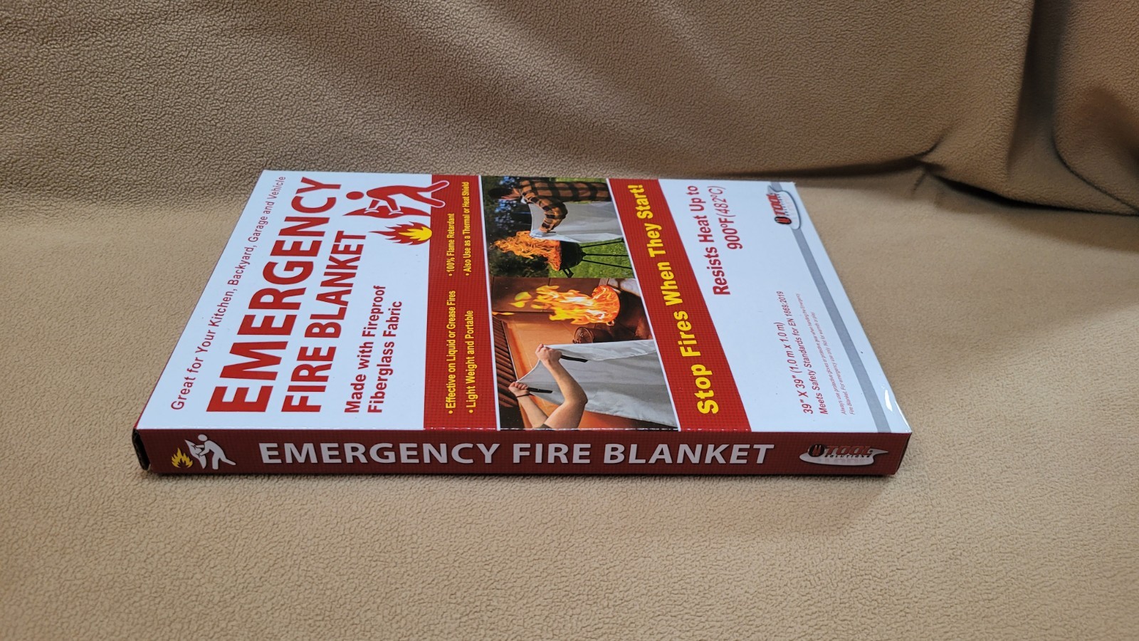 Emergency Fire Blanket 39” x 39” Kitchen Home Fiberglass Fireproof Heat Shield