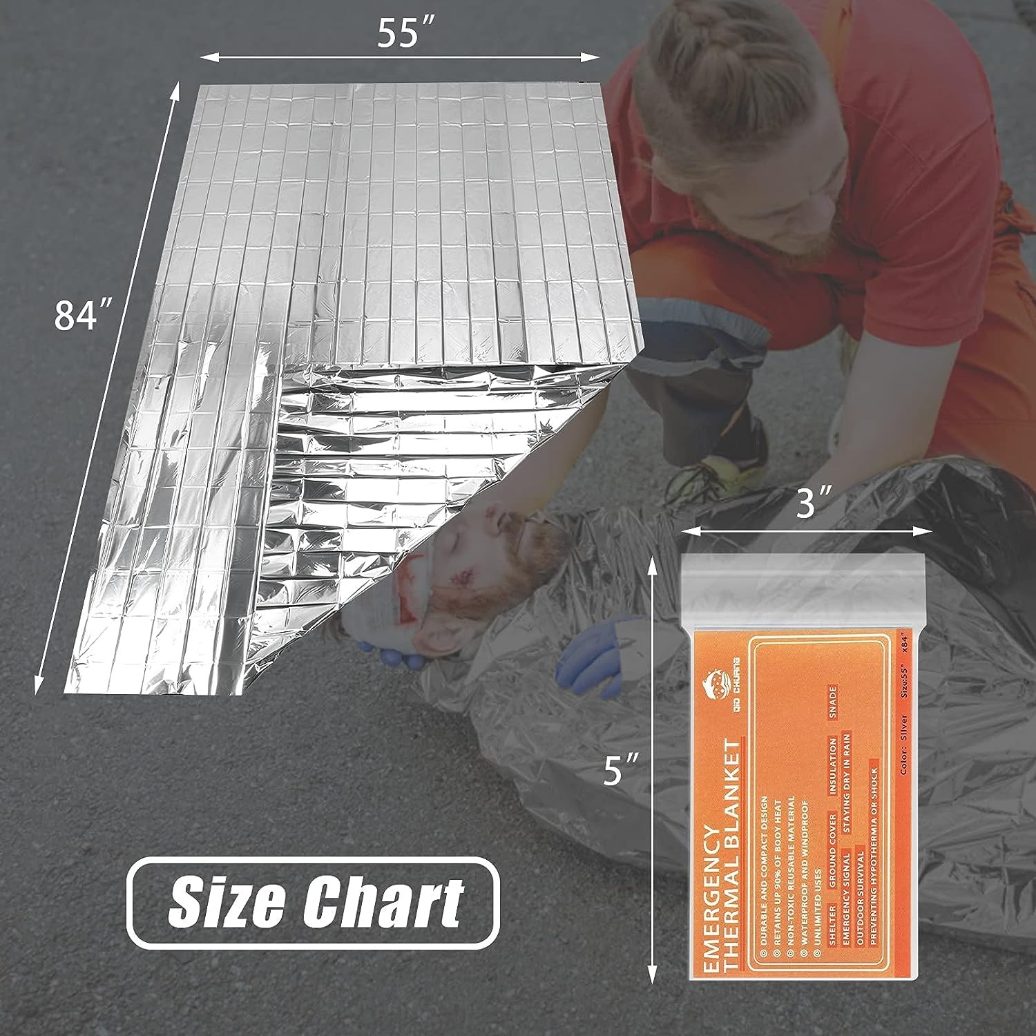 Emergency Mylar Thermal Blankets -Space Blanket Survival kit Camping Blanket (4-