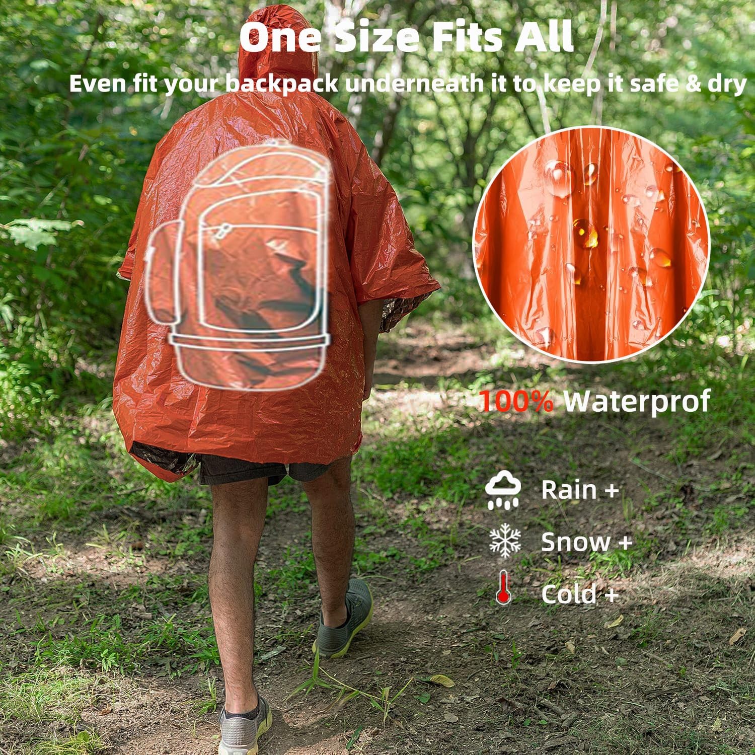Emergency Rain Poncho 4 Pack – Thermal Survival Blankets for Hiking, Camping