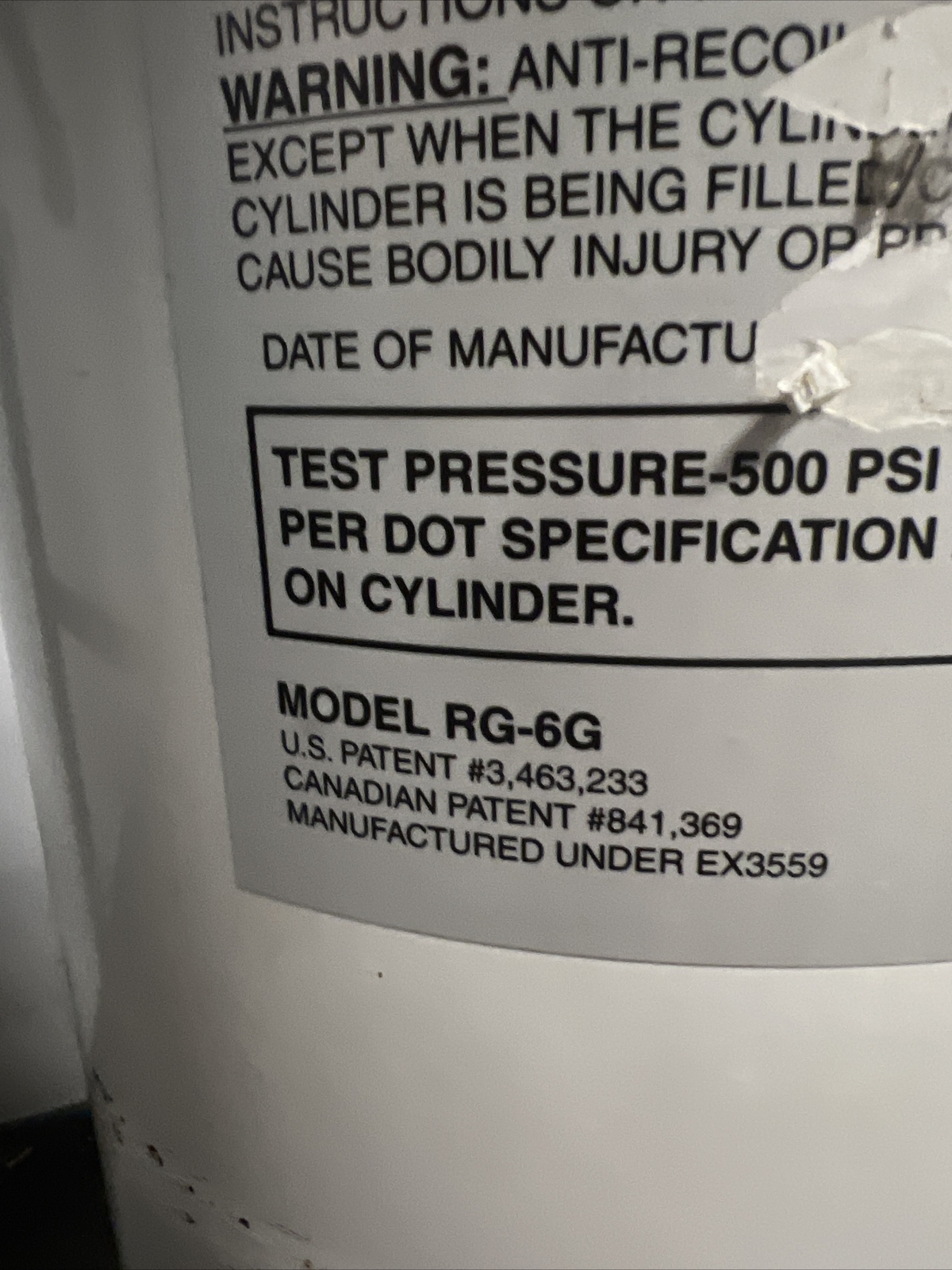 Badger Fire Protection Range Guard Wet Chemical Cylinder Model RG-6G. Used
