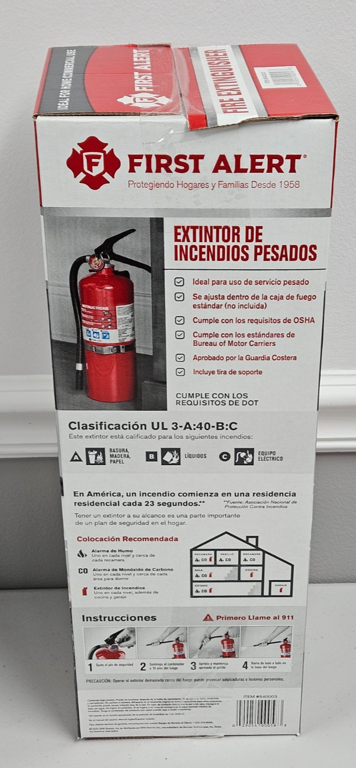 First Alert Heavy Duty Fire Extinguisher Professional Commercial Grade FE3A40GR
