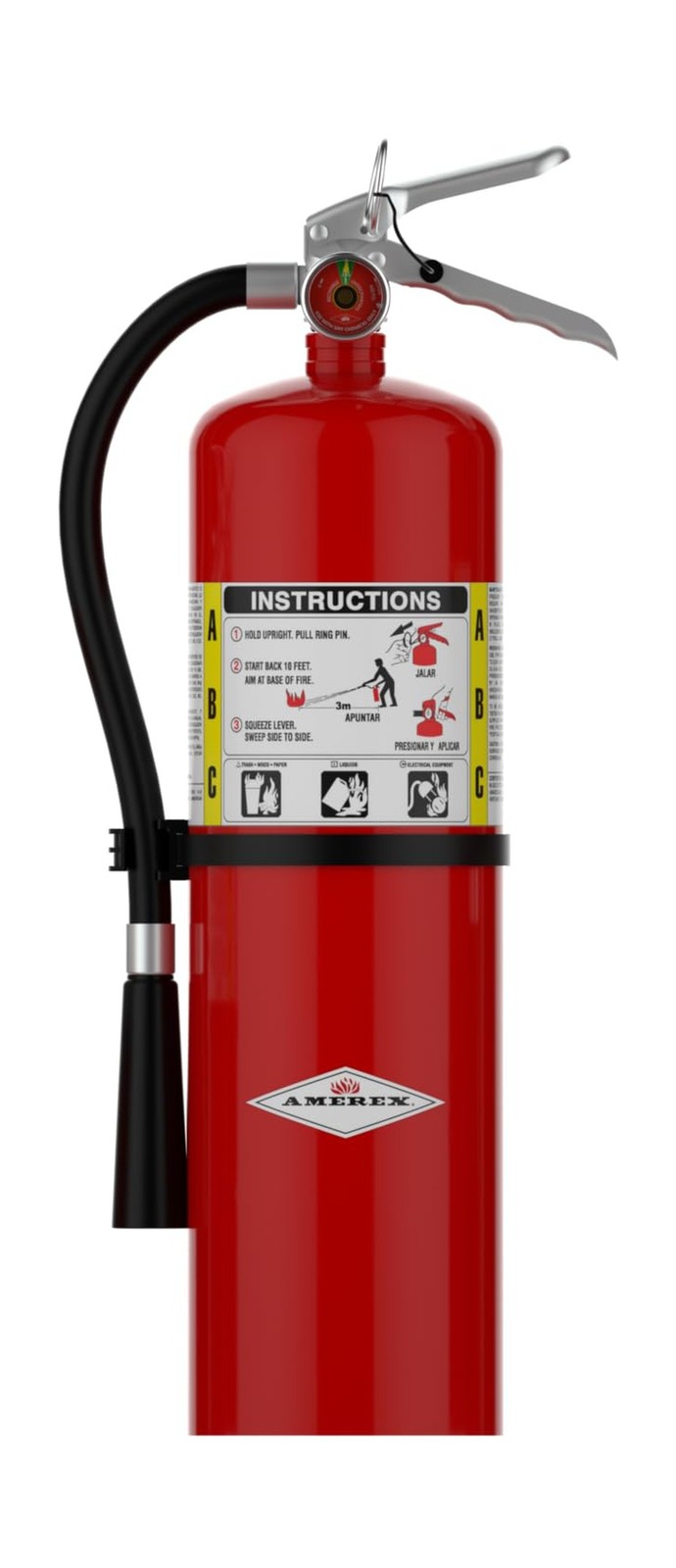 Amerex B456 ABC Dry Chemical Fire Extinguisher with Aluminum Valve, 10 lb. wi…