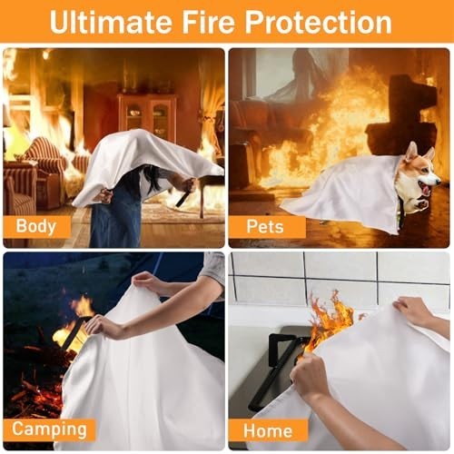 Fire Blanket Emergency 2 Pack 60″x60″ Home Kitchen Camping Car Office Safety