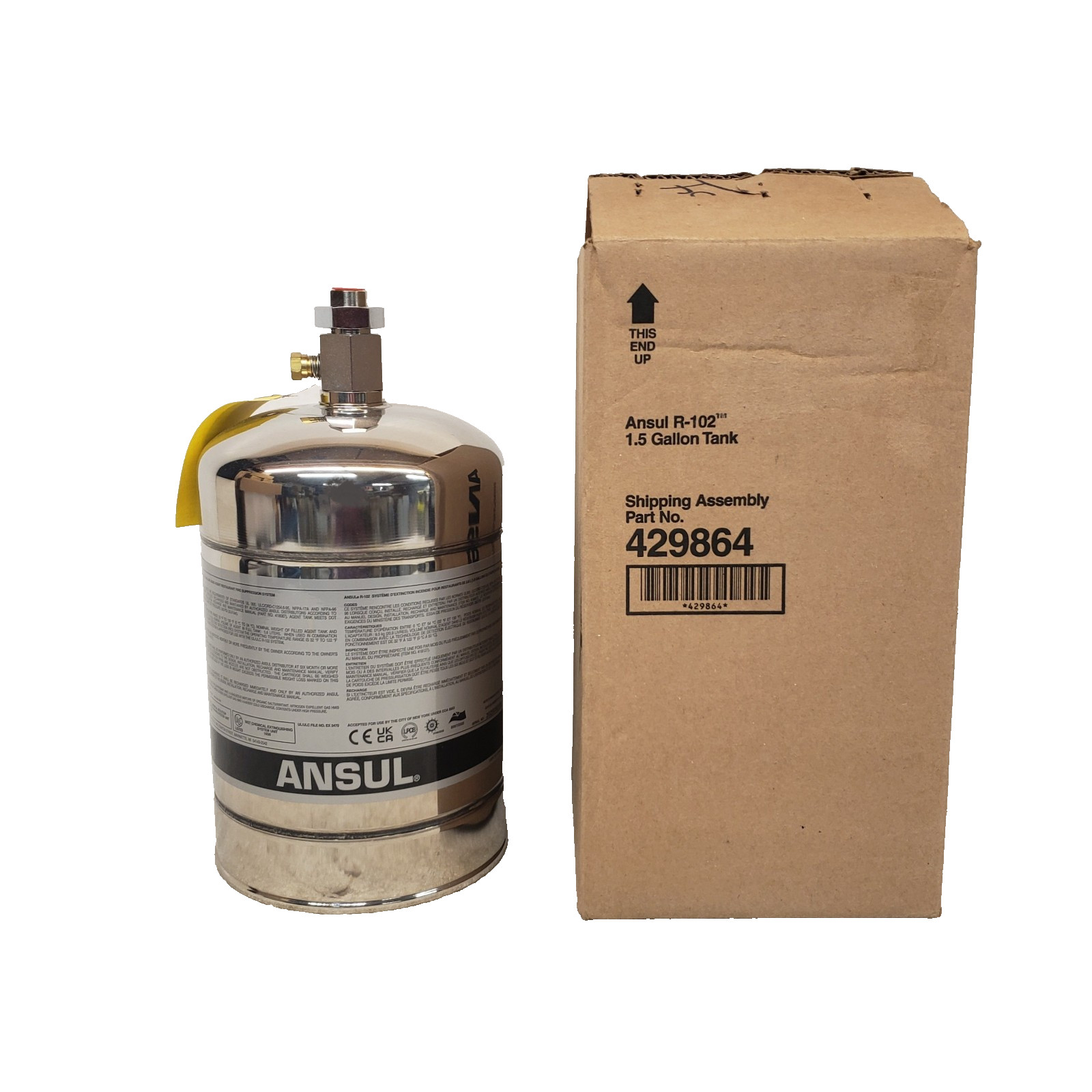 ANSUL R-102 Cylinder 429864 Stainless Steel 1.5-Gallon Fire Extinguisher Tank UL