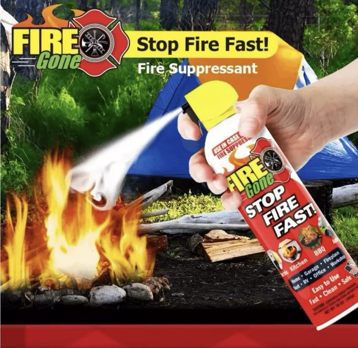 Fire Gone A:B:C Multiple Use Safety Fire Extinguisher Spray Suppressant, 16 oz