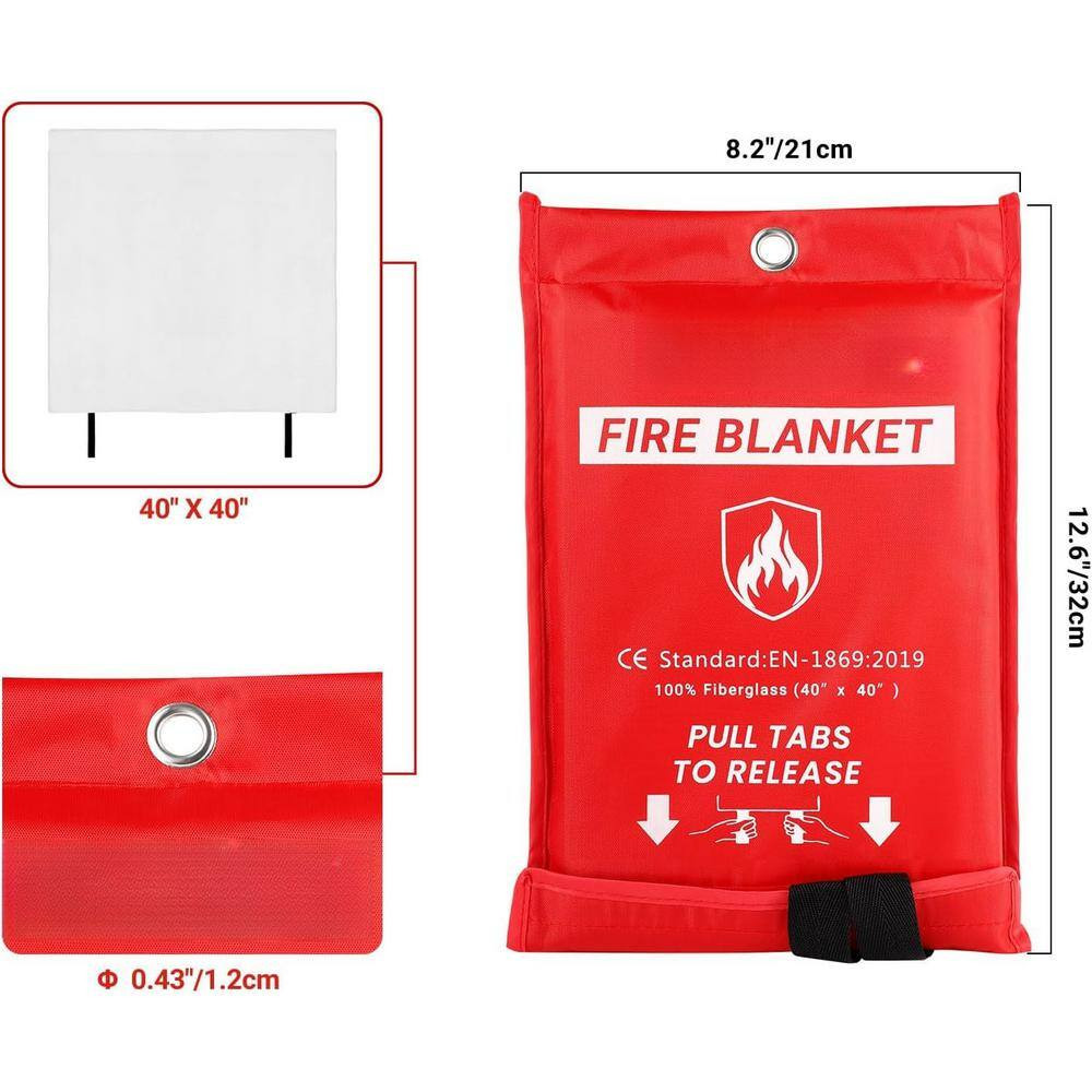 40 in X 40 In. Fiberglass Flame Retardant Emergency Fire Blanket for Kitchen, Ba