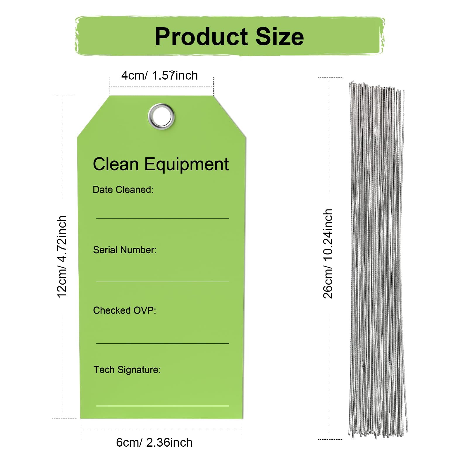 Clean Equipment Tags with Wire – 500 Pack Green (2 5/16 x 4 3/4 Inch) – Clean…