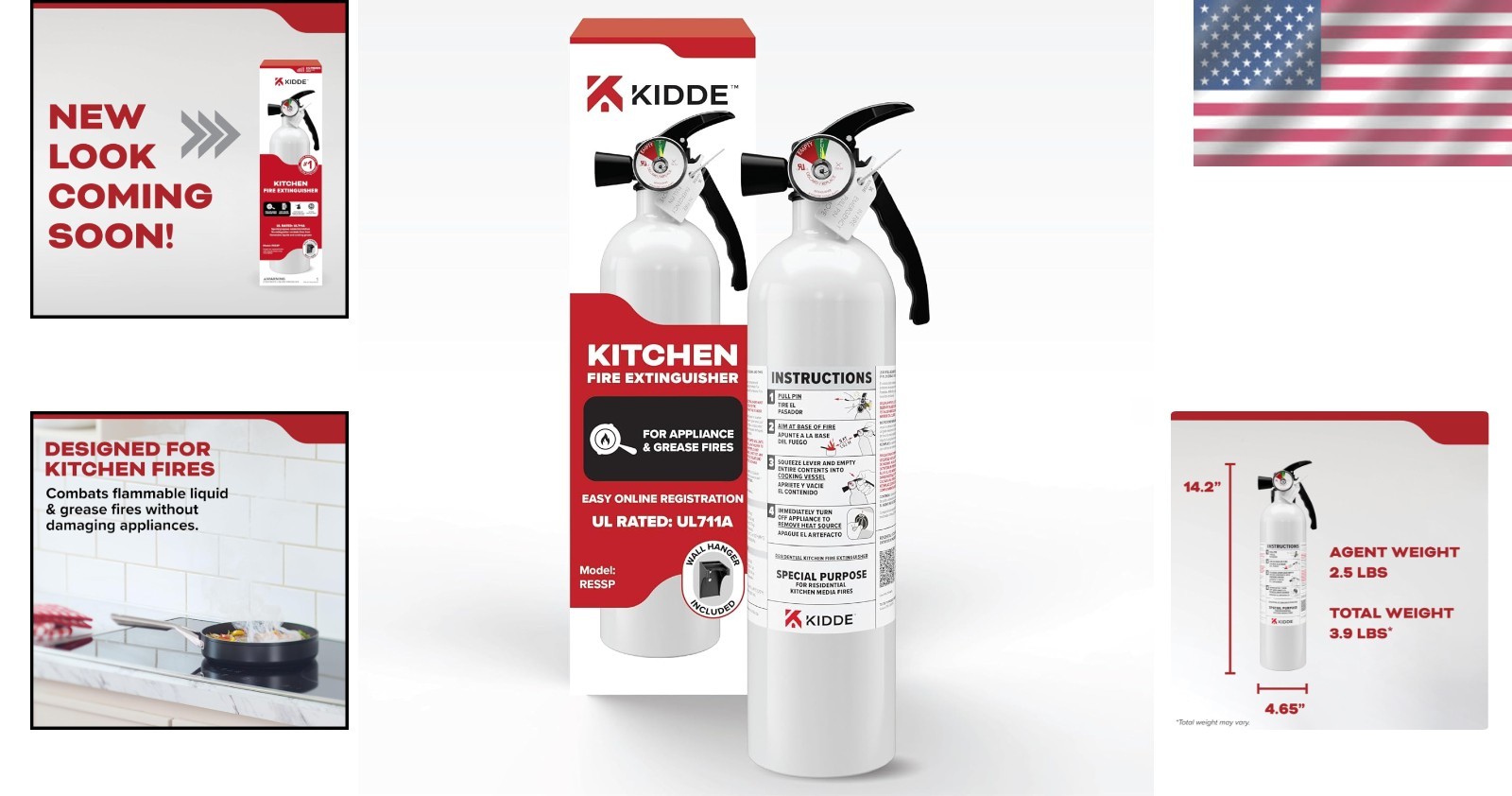 Easy-to-Use Fire Extinguisher for Kitchens 711A – Compact with Mounting Bracket