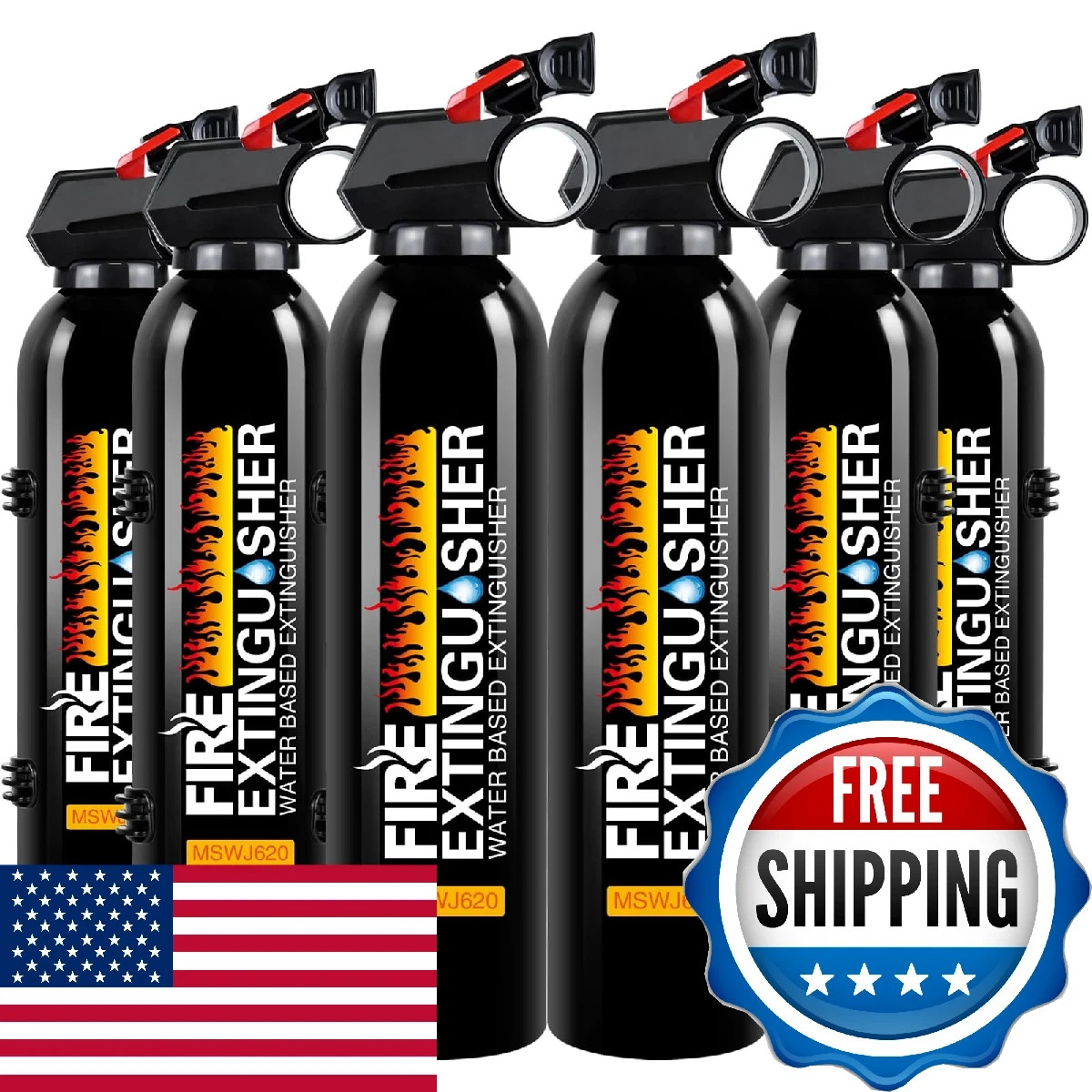 Water-based Fire Extinguishers w/ Mount Bracket – 6 PACK NEW for Home Office +