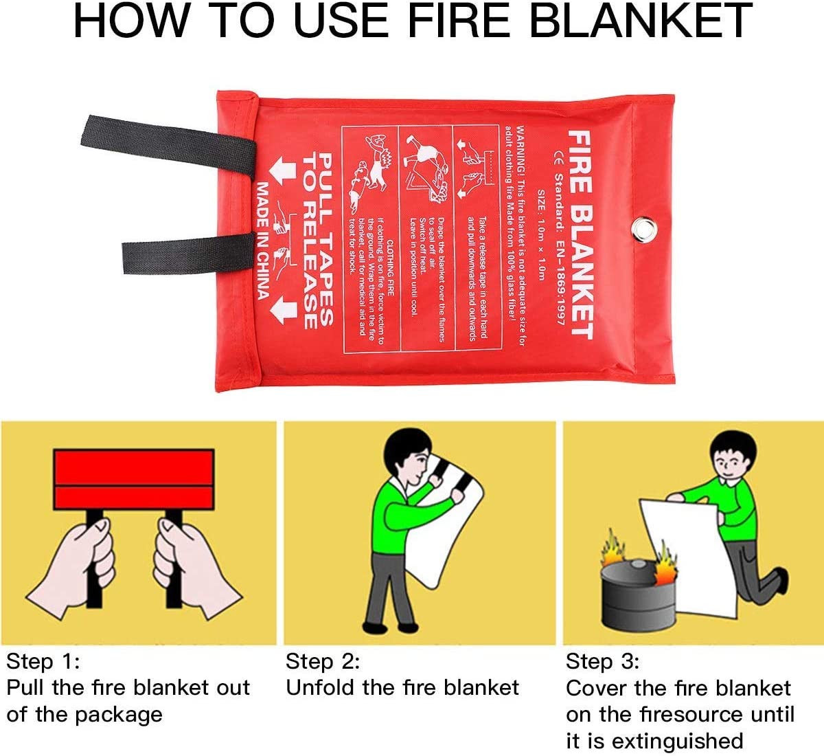 Fire Blanket Emergency Fire Suppression Blanket For Home And Kitchen Prepared X3