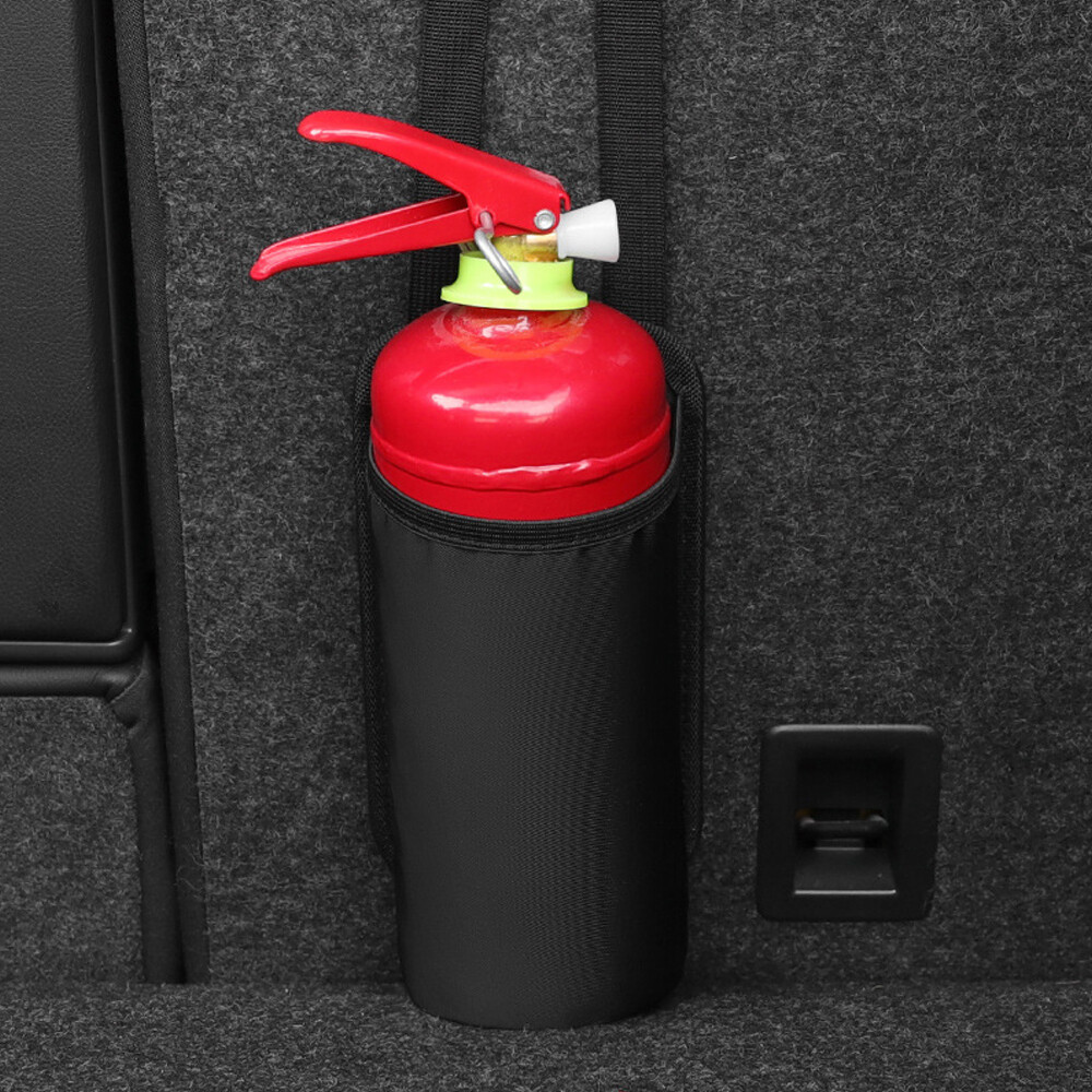 Car Fire Extinguisher Bag Seat Back Mount Adhesive Pad Fixing Buckle Strap