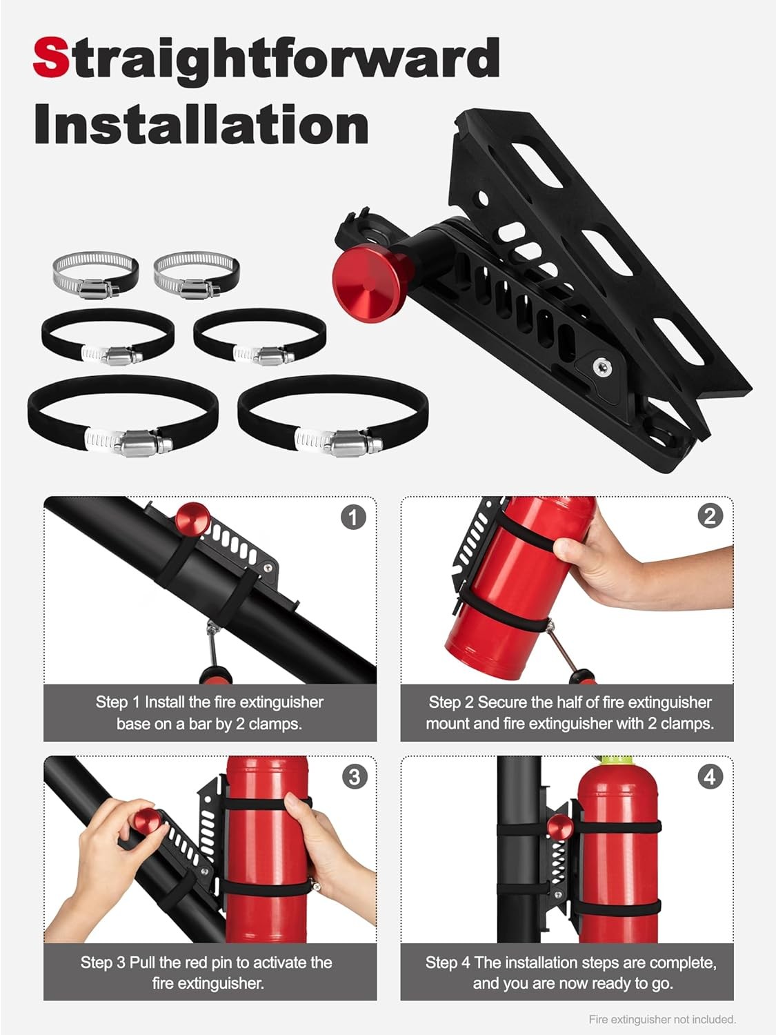 Quick Release Fire Extinguisher Mount Fits Jeep Wrangler Polaris RZR Can-Am UTV
