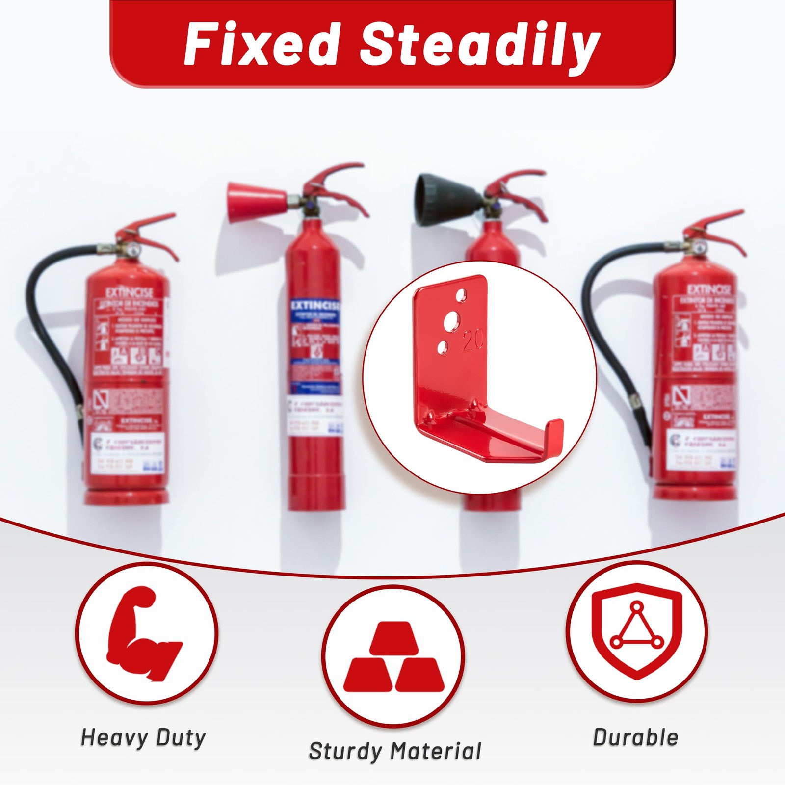 8 PCS Heavy Duty 3Hole Fire Extinguisher Mount Bracket Durable 20lb Hook