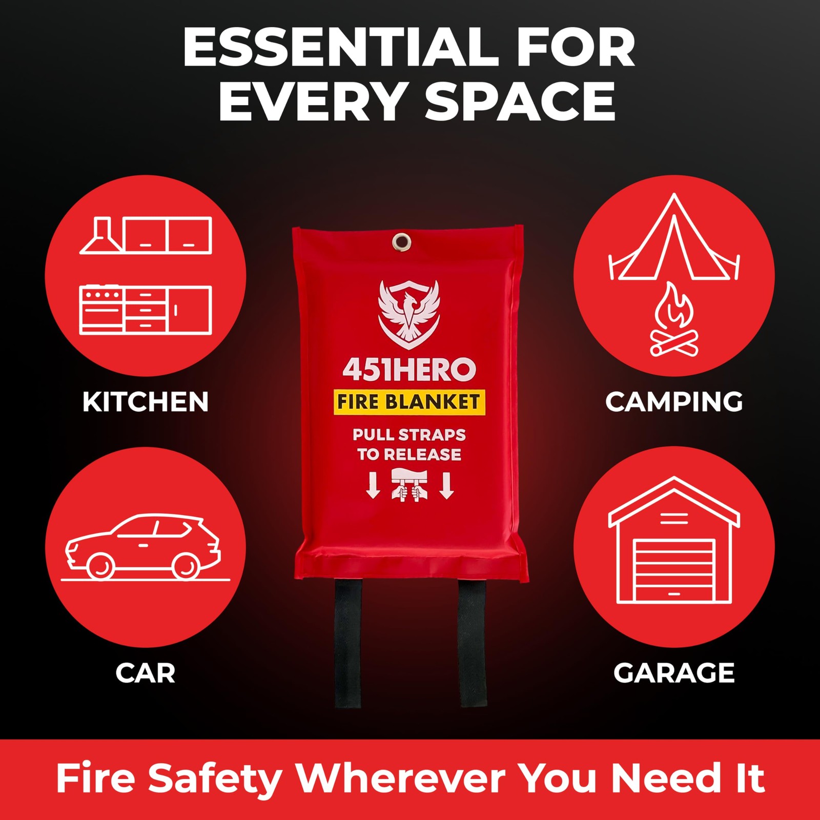 Fire Blanket – 4 Pack, Triple Certified, Comfort Weave Skin-Safe Fiberglass, …