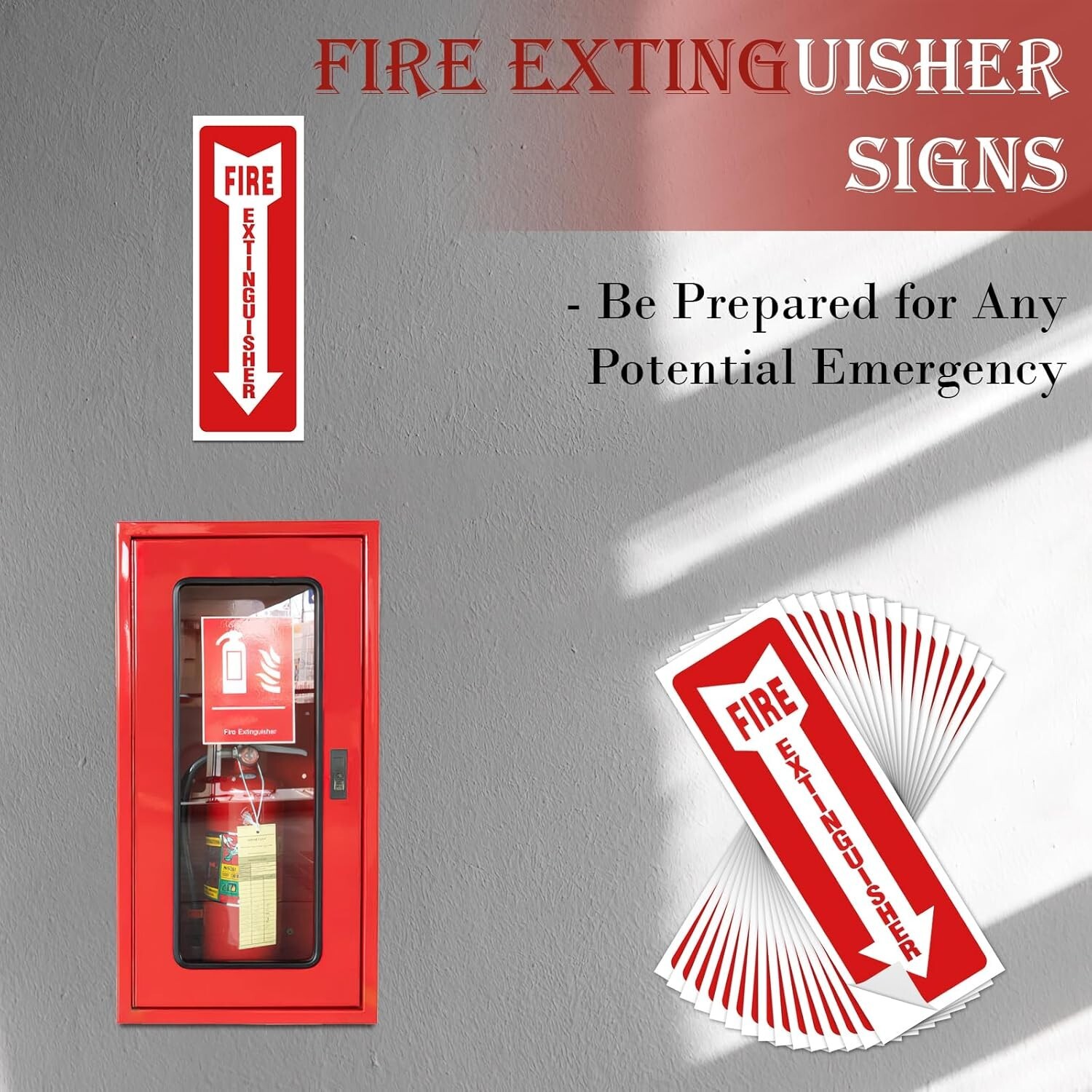 15 Pack Fire Extinguisher Signs 4″x12″ Self Adhesive Safety Sticker Fire Sign