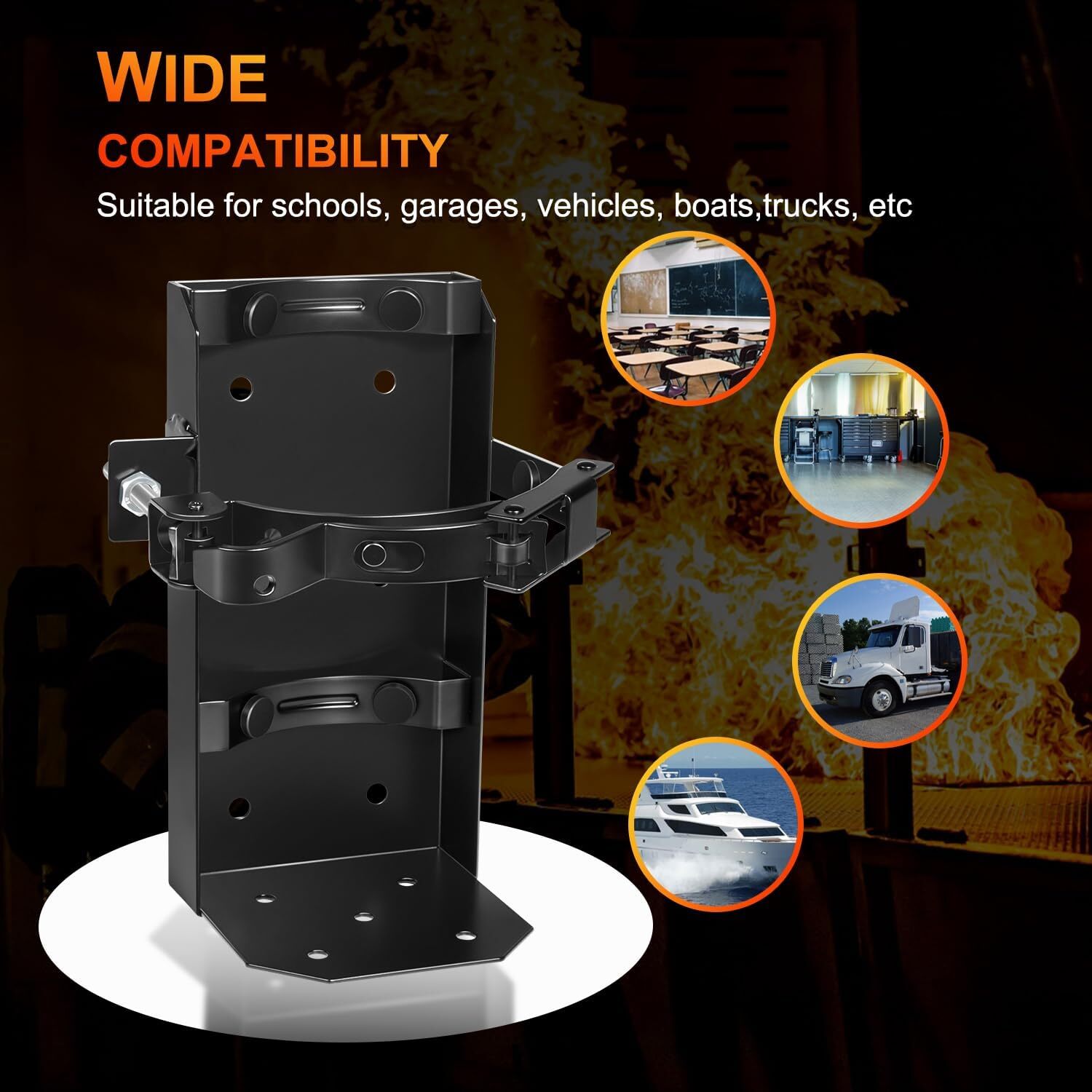 Heavy Duty 10 LB Dry Fire Extinguisher Vehicle Bracket Universal 809 5.25″ dia