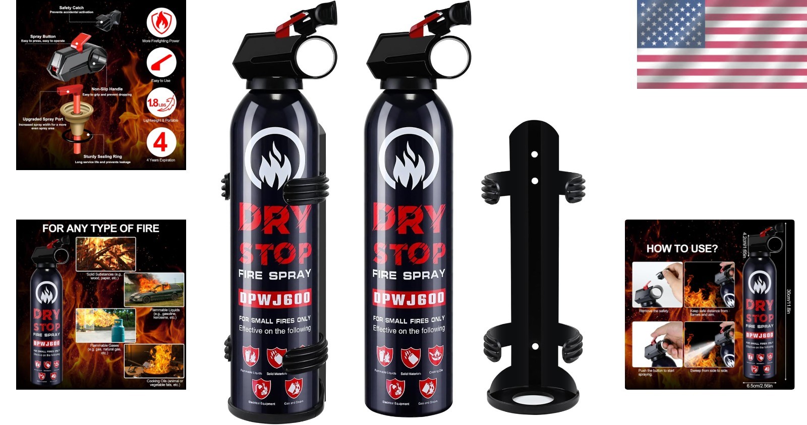 2Pack Dry Stop Fire Spray for Home – Auto Fire Extinguisher for Truck Vehicle, 6