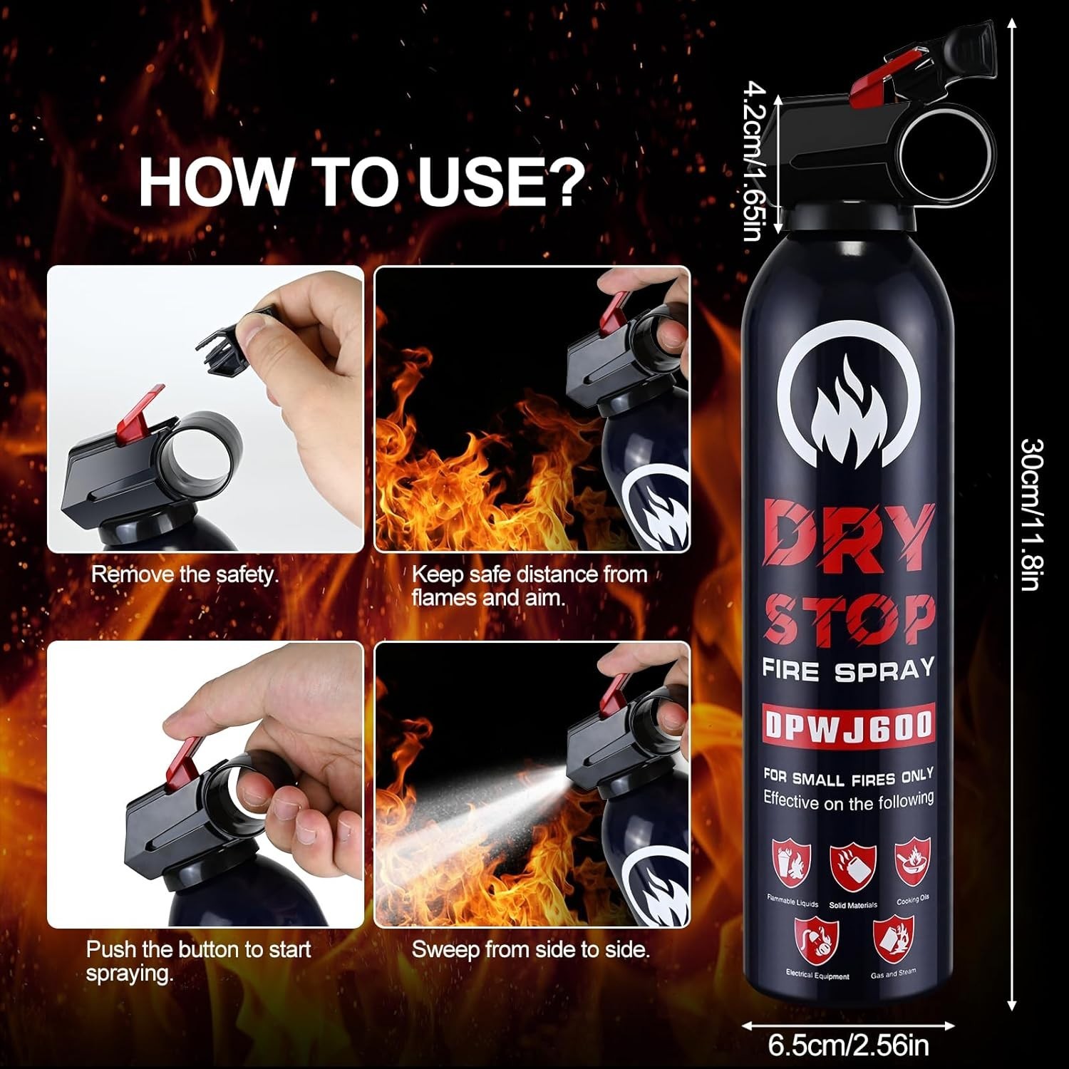 2Pack Dry Stop Fire Spray for Home – Auto Fire Extinguisher for Truck Vehicle, 6