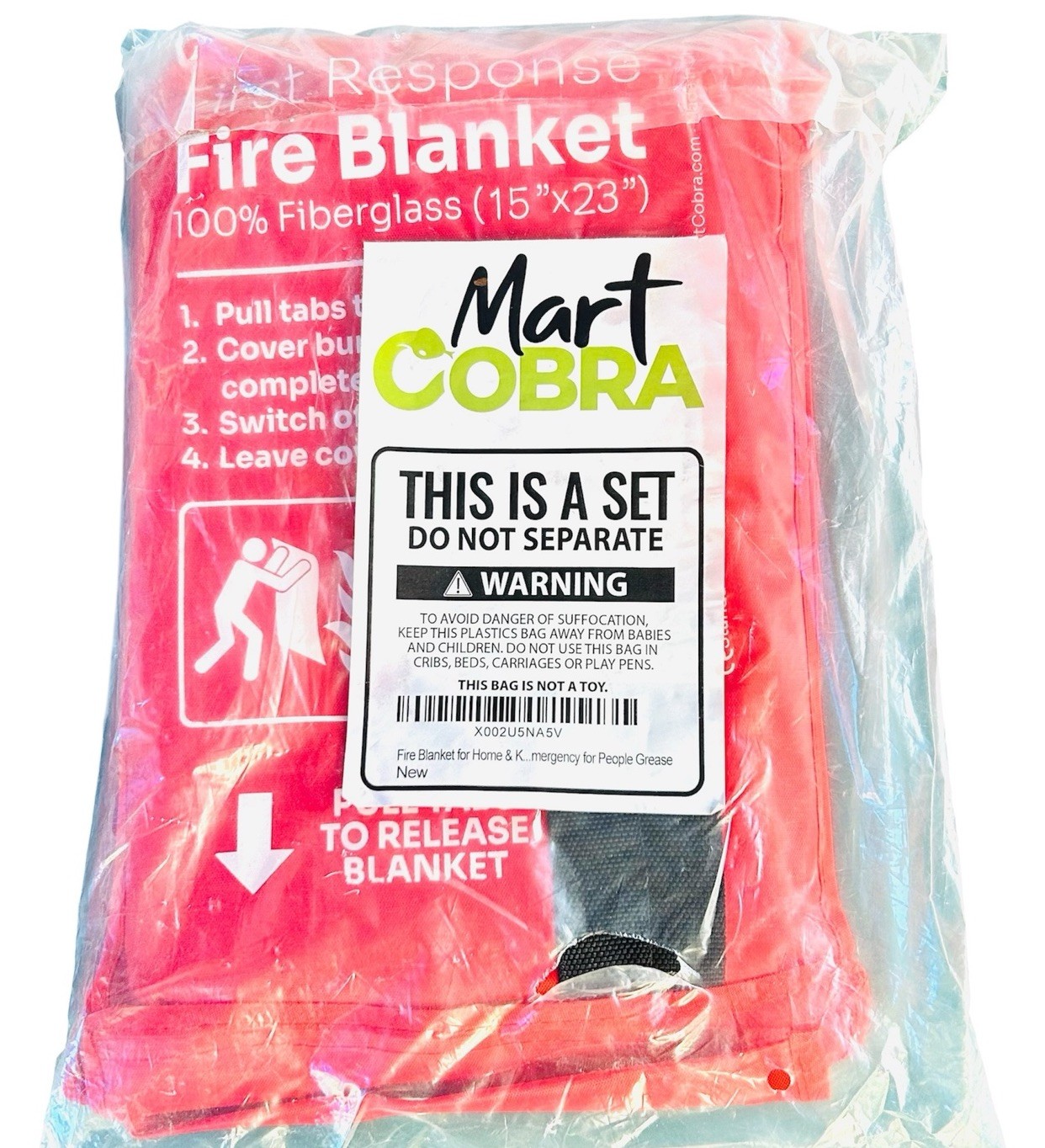 Fire Blanket- 15″ x 23″ ( 100% Fiberglass ) For People / Grease – New